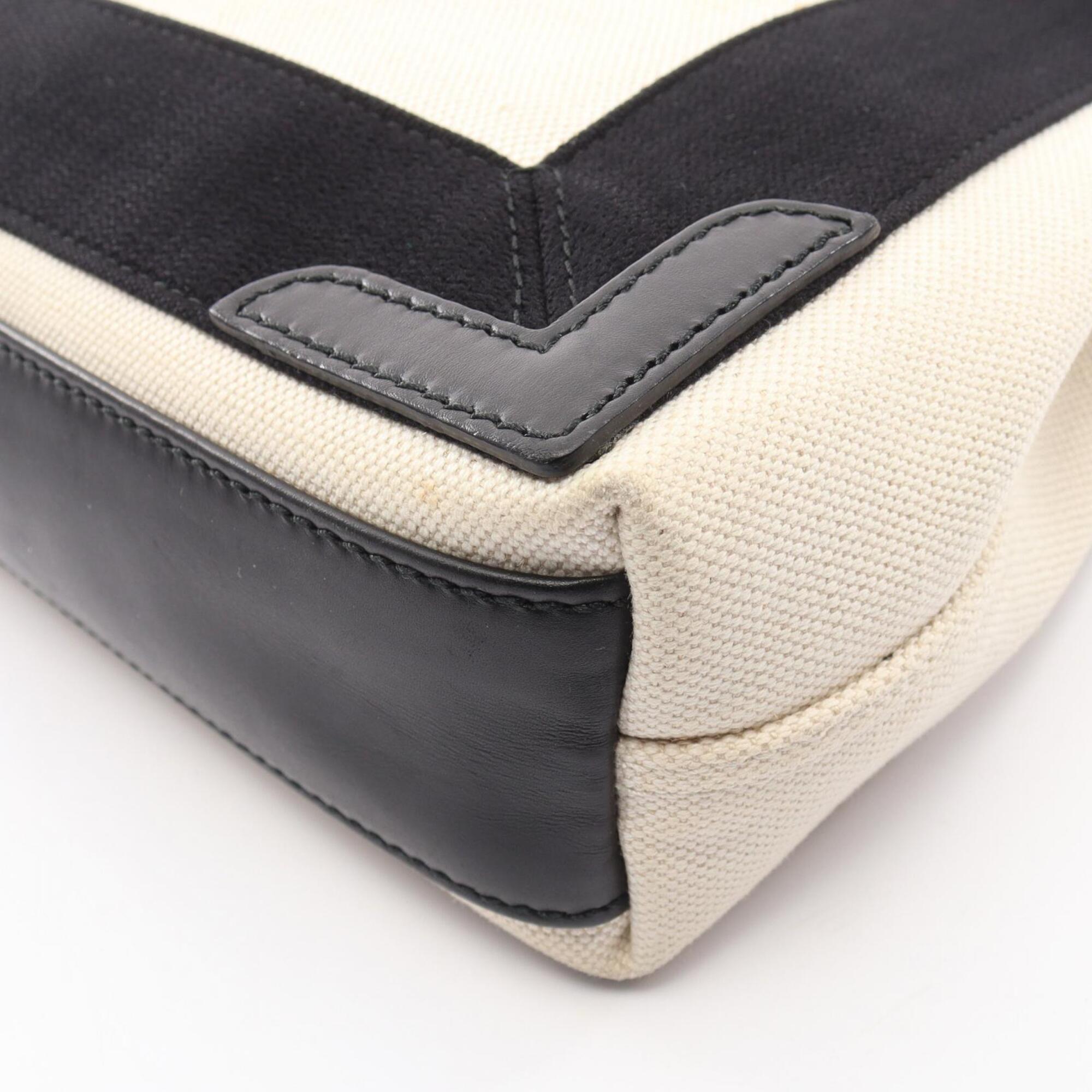 Balenciaga Black White Canvas Leather Handbag (Pre-Owned)
