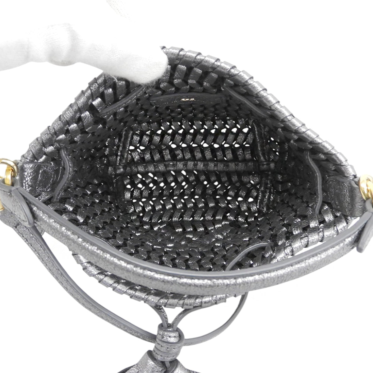 Anya Hindmarch Metallic Gray Leather Shoulder Bag (Pre-Owned)