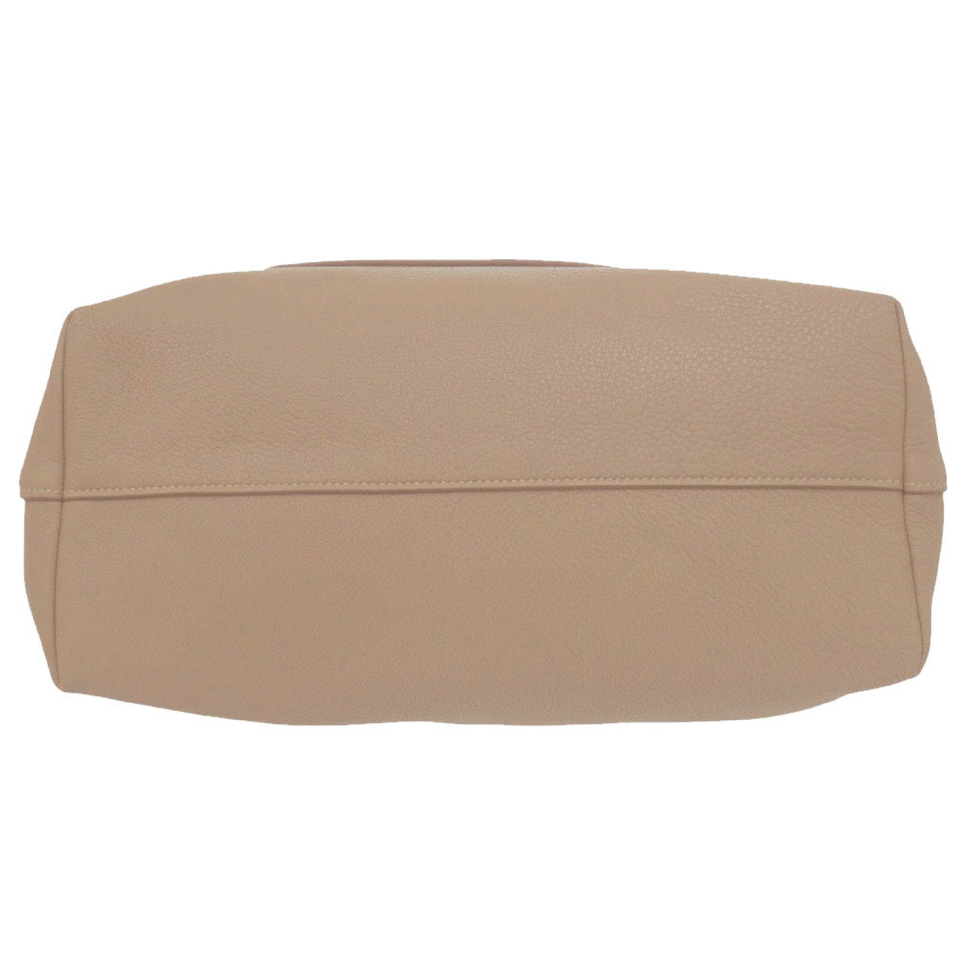 Prada Beige Leather Handbag Shoulder Bag (Pre-Owned)
