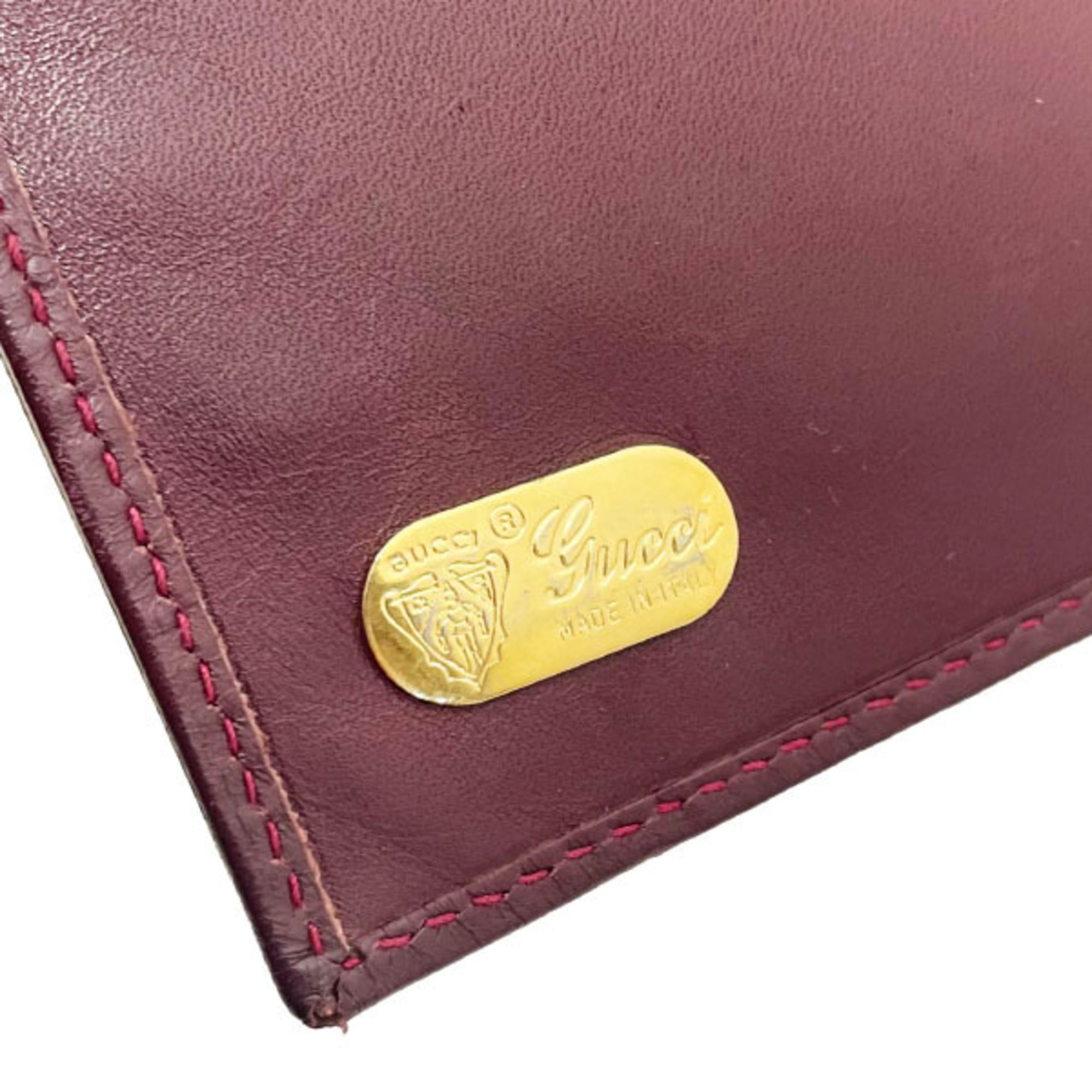 Gucci Bordeaux Leather Long Wallet (Bi-Fold) (Pre-Owned)