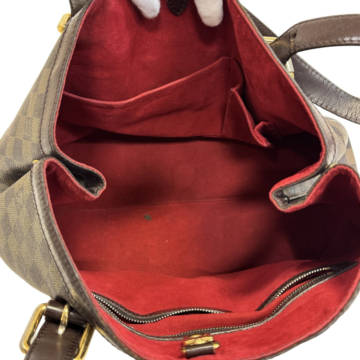 Louis Vuitton Brown Damier Canvas Ebene Red Color Damier Canvas Handbag (Pre-Owned)