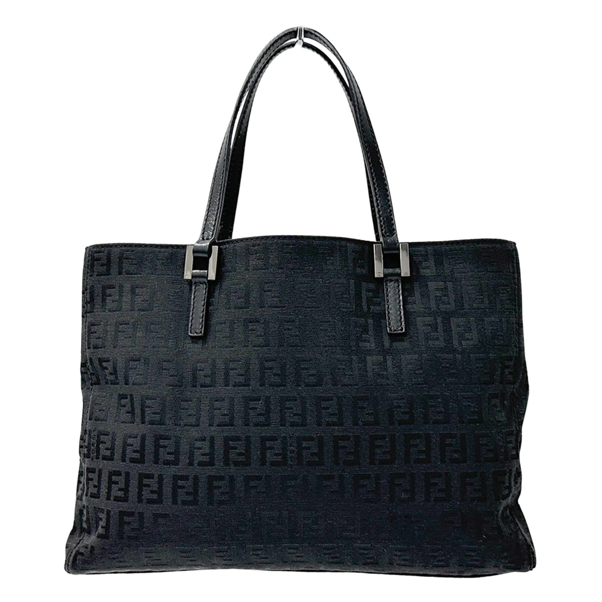 Fendi Black Canvas Handbag Tote Bag (Pre-Owned)