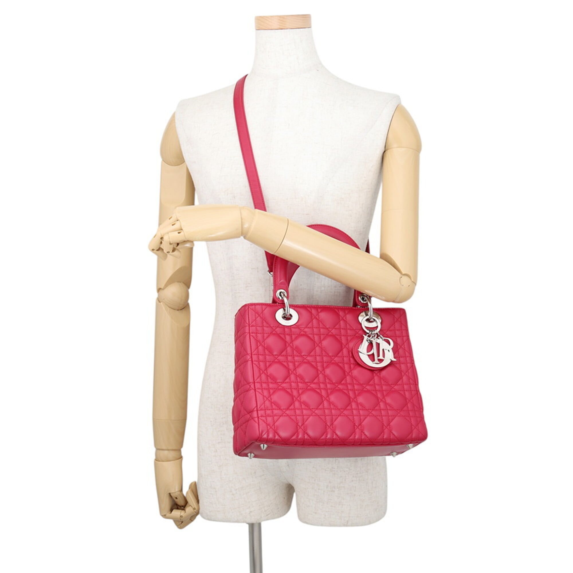 Christian Dior Lady Dior Pink Leather Handbag (Pre-Owned)