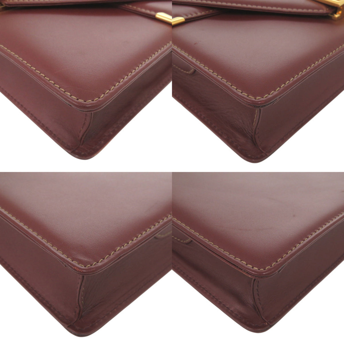 Cartier Bordeaux Leather Shoulder Bag (Pre-Owned)