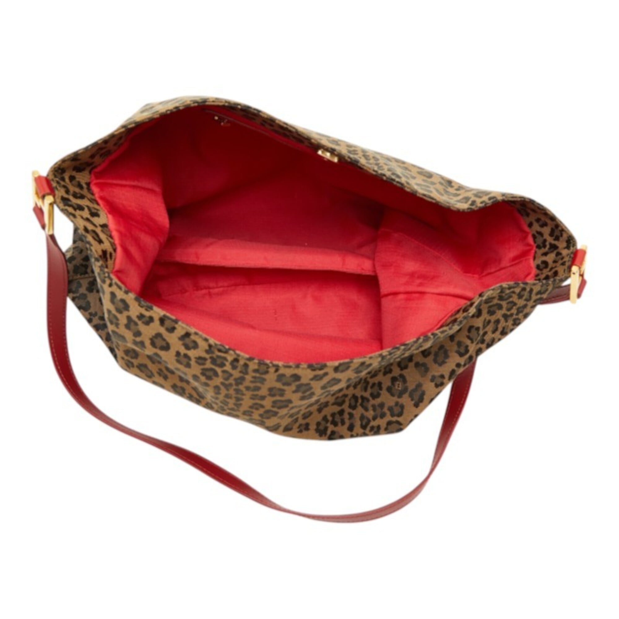 Fendi Brown Red Color Canvas Leather Shoulder Bag Tote Bag (Pre-Owned)