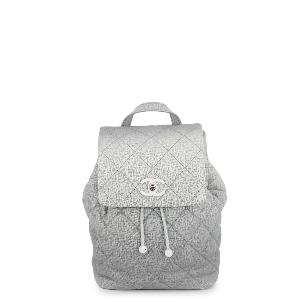 Chanel Gray Grained Calfskin Handbag (Pre-Owned)