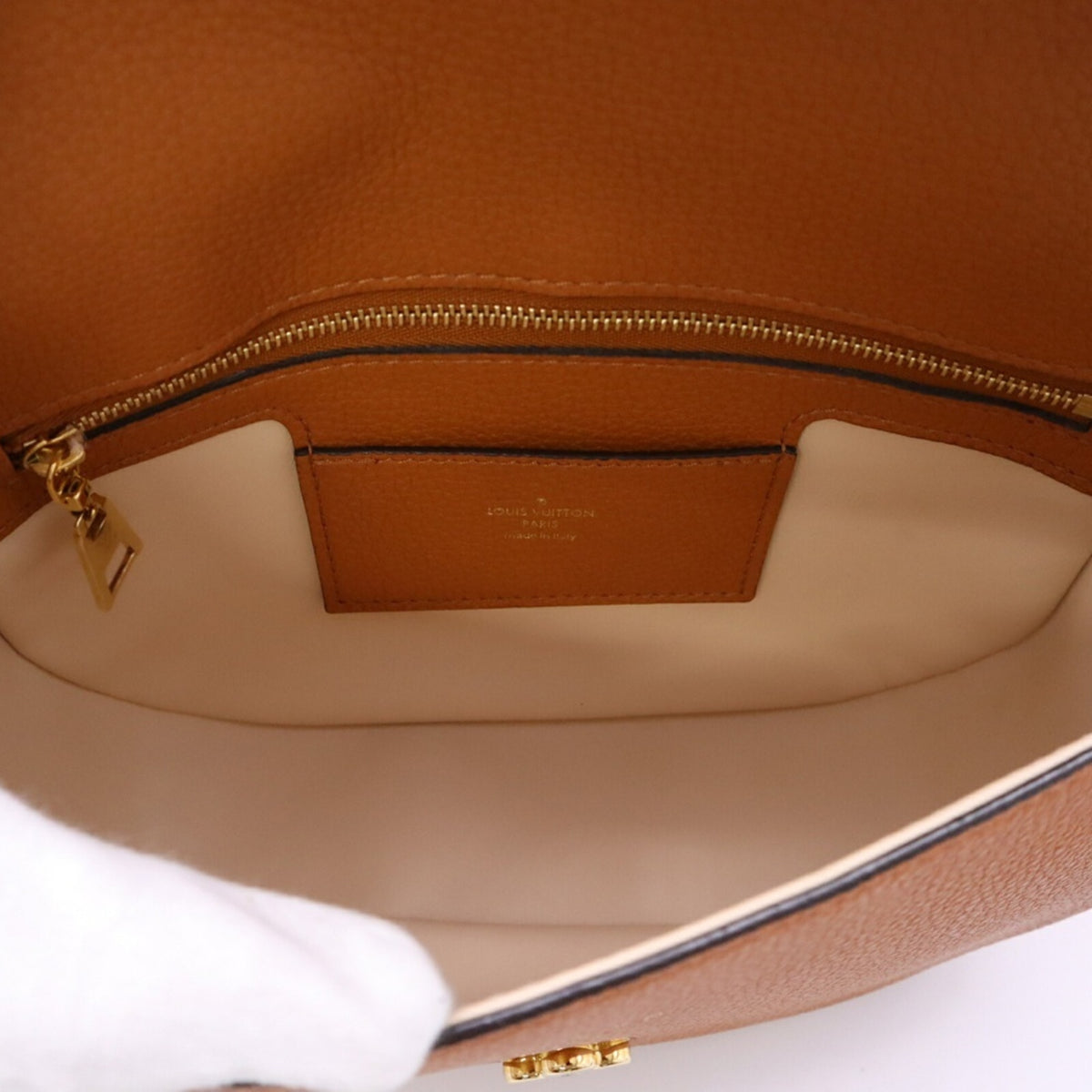 Louis Vuitton Brown Caramel Cream Leather Shoulder Bag (Pre-Owned)