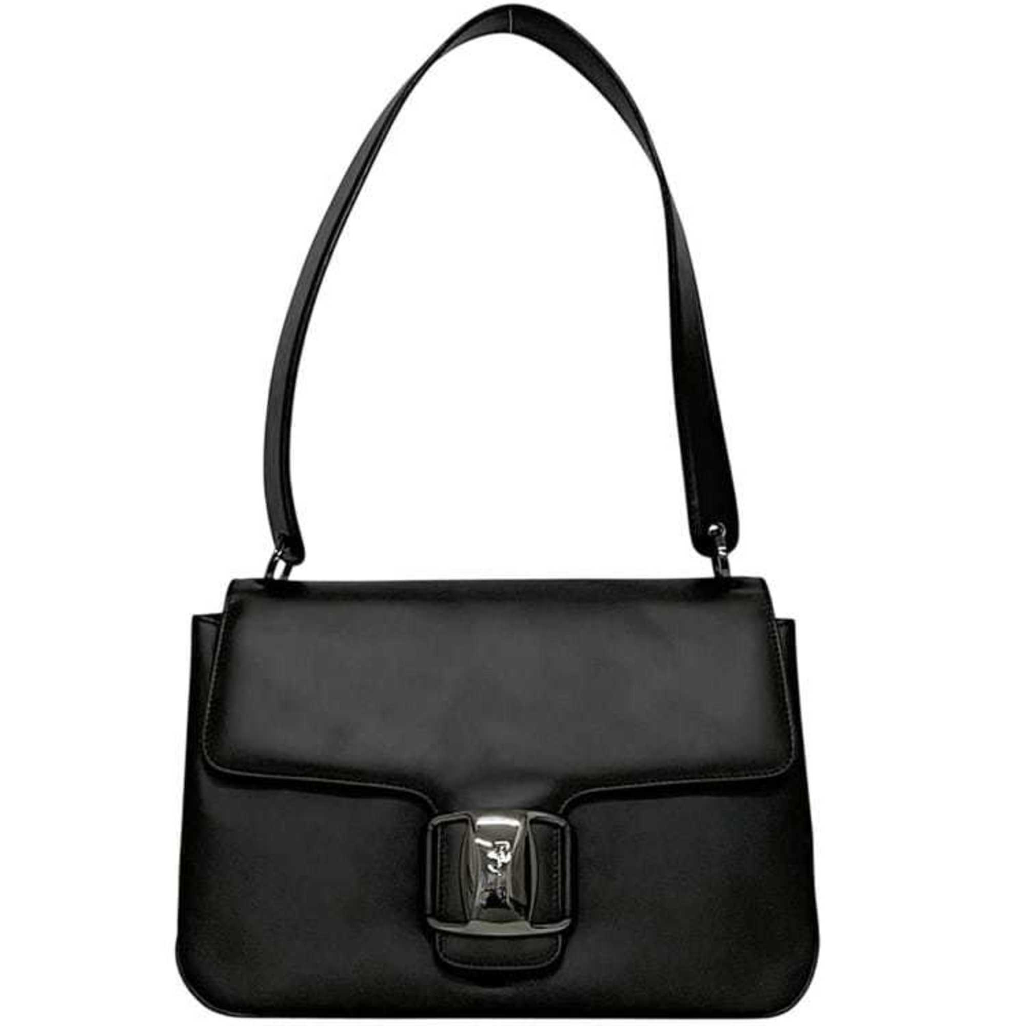 Salvatore Ferragamo Brown Dark Brown Leather Shoulder Bag (Pre-Owned)