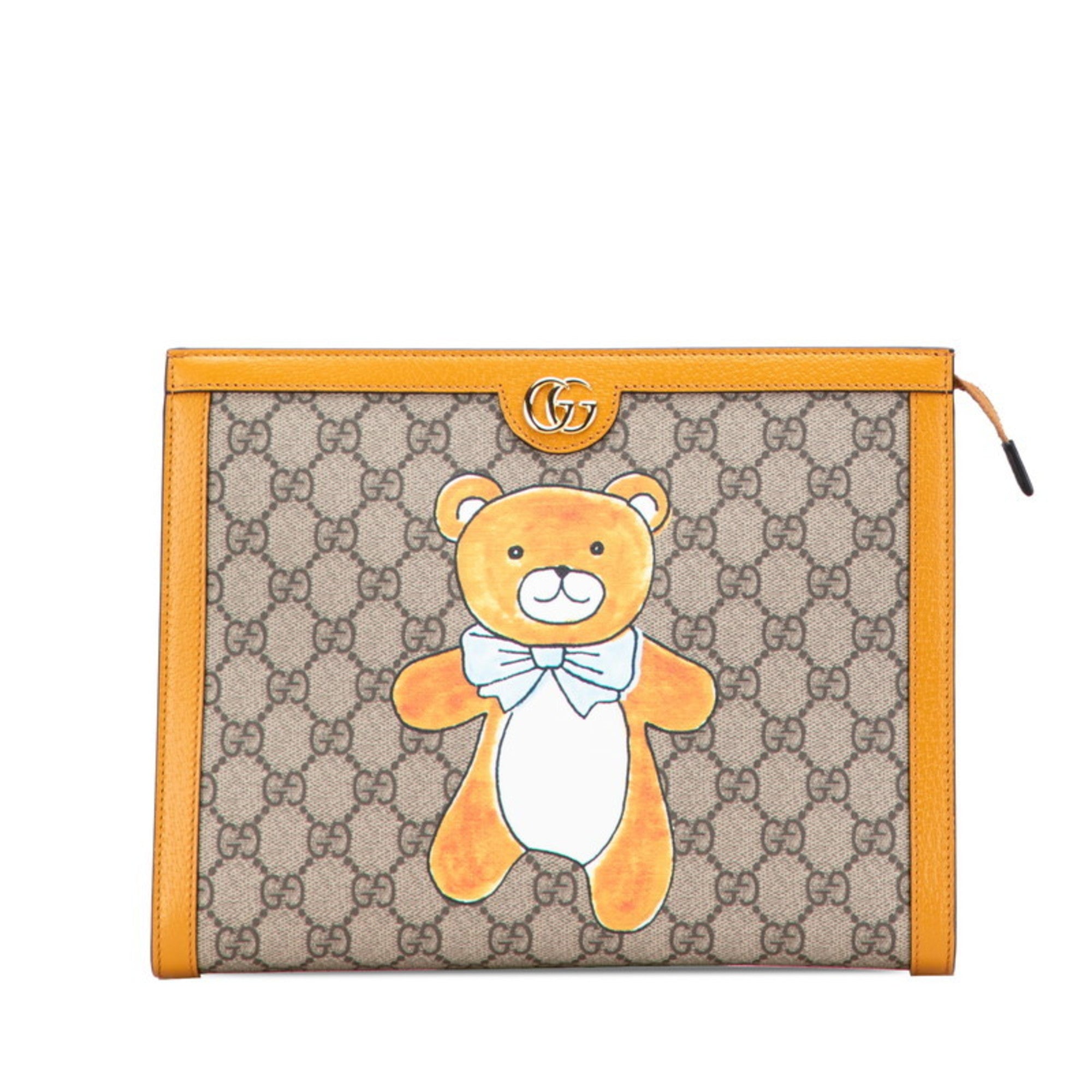 Gucci Beige Orange Pvc Leather Clutch Bag (Pre-Owned)