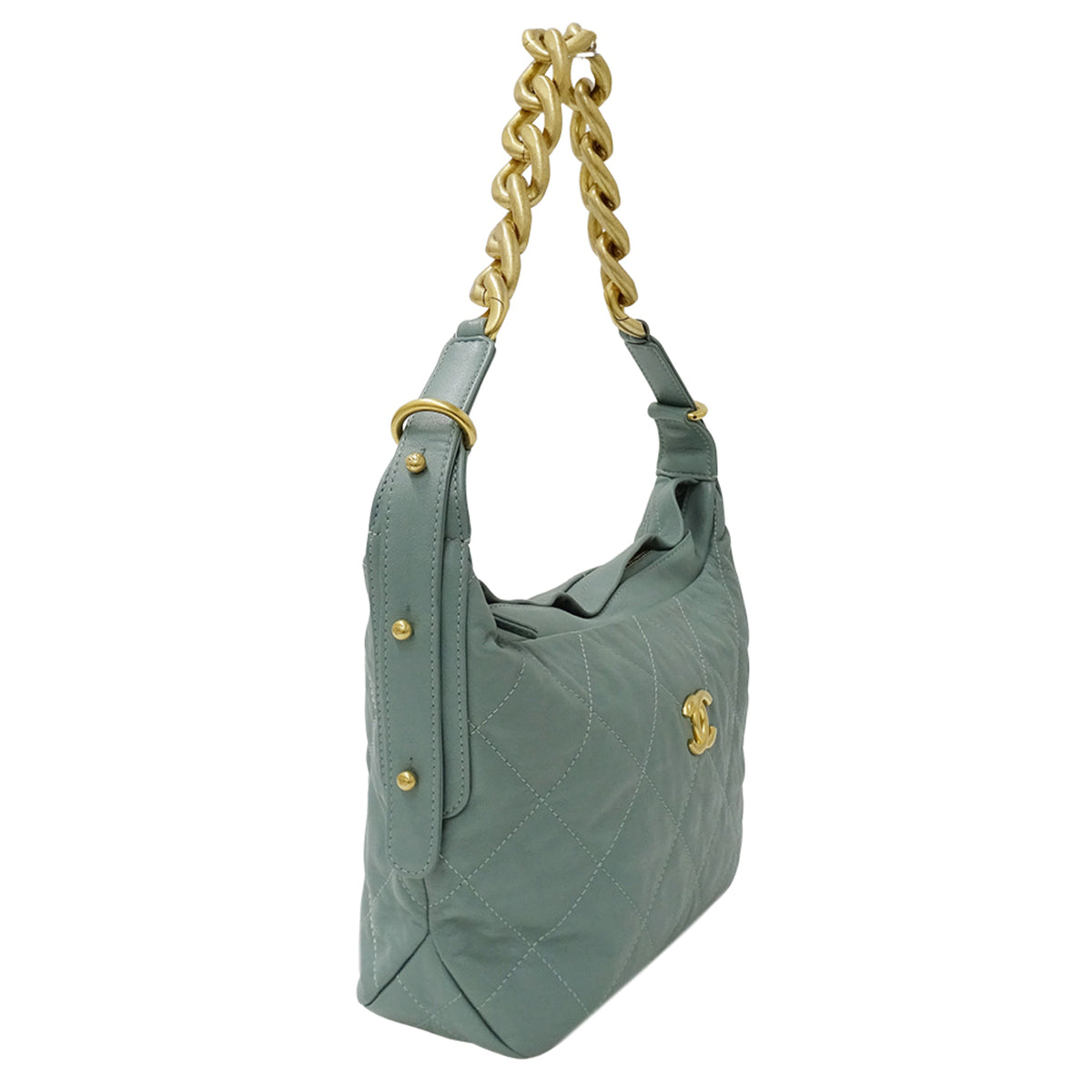 Chanel Green Leather Handbag Shoulder Bag (Pre-Owned)