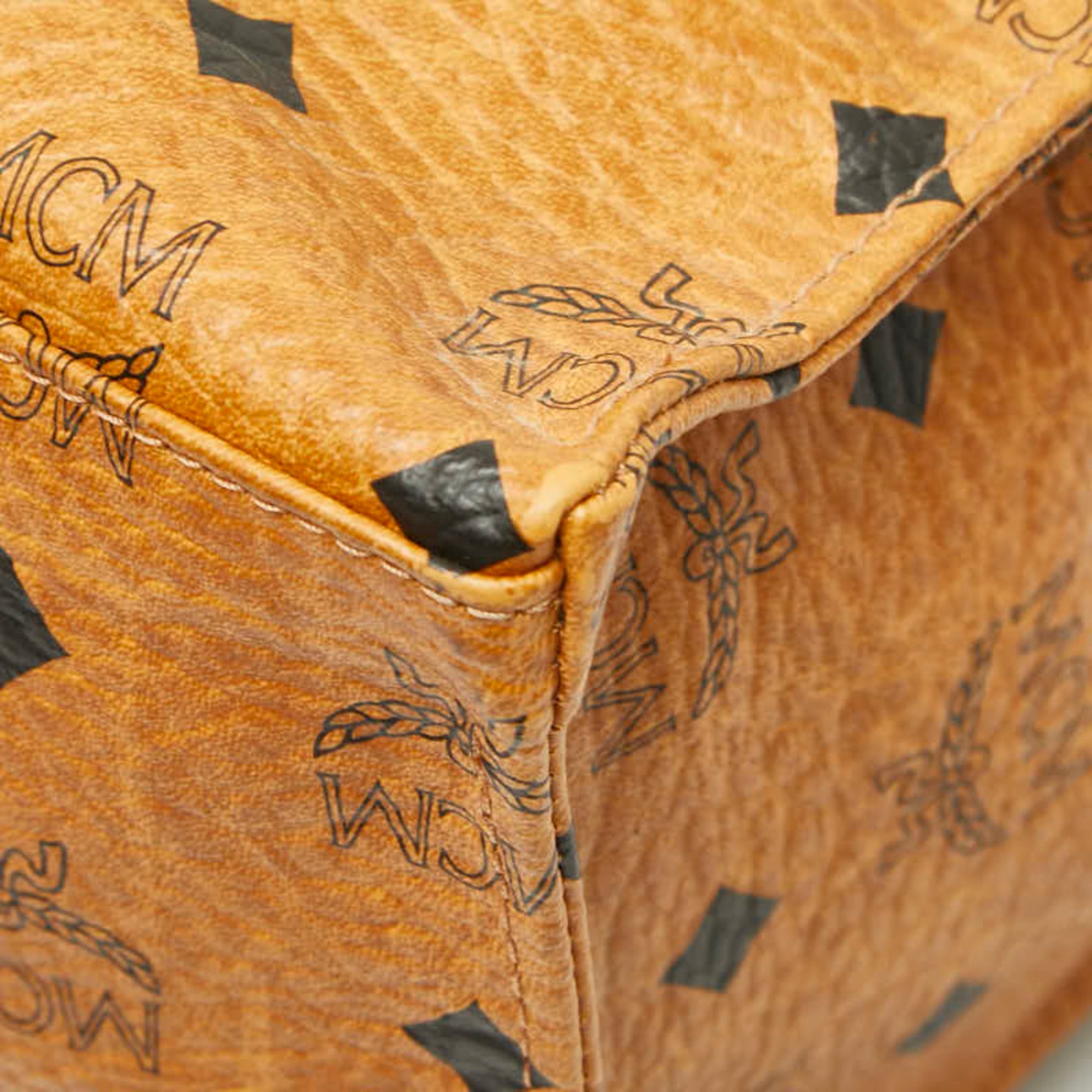 Mcm Visetos Brown Leather Handbag Tote Bag (Pre-Owned)