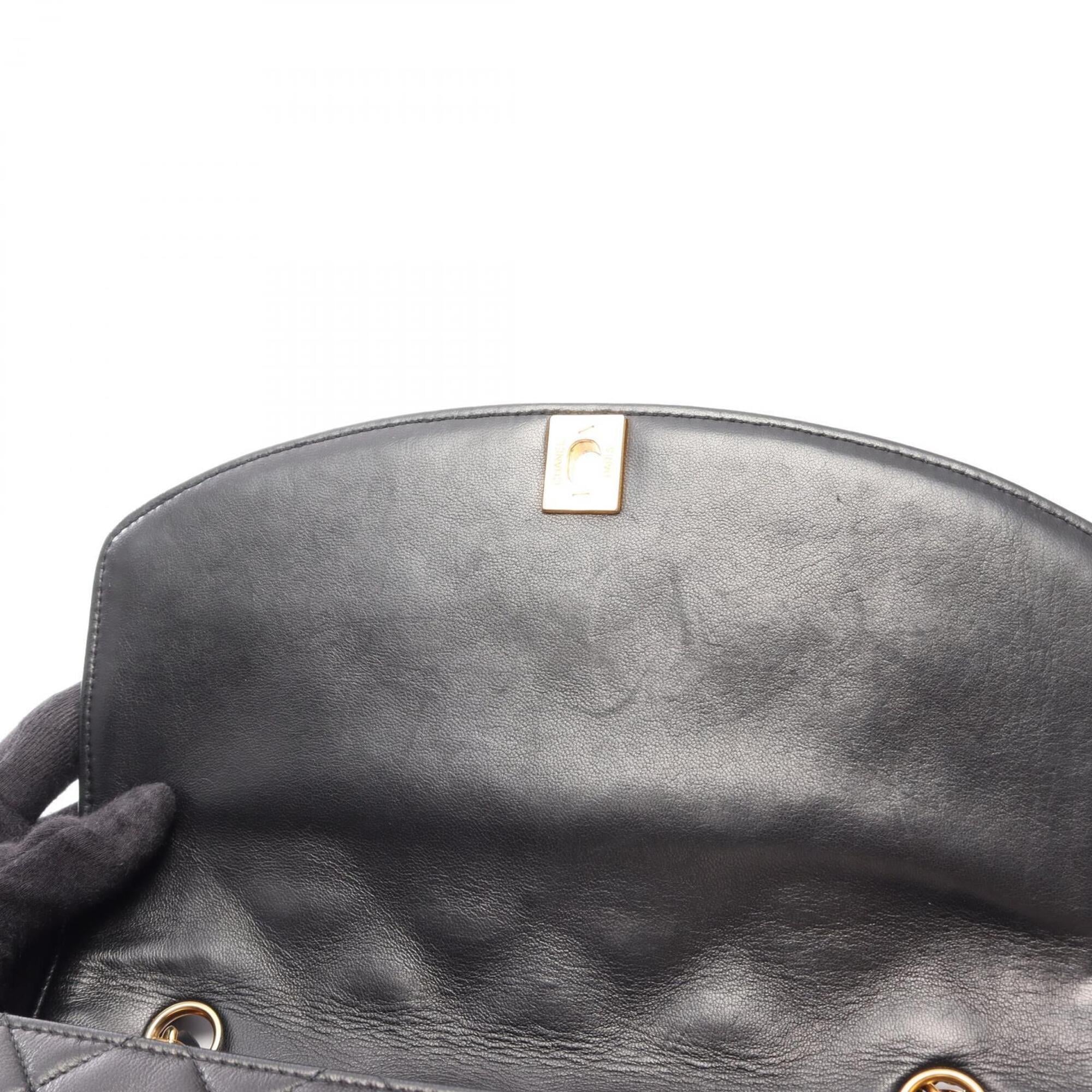 Chanel Black Leather Handbag Shoulder Bag (Pre-Owned)
