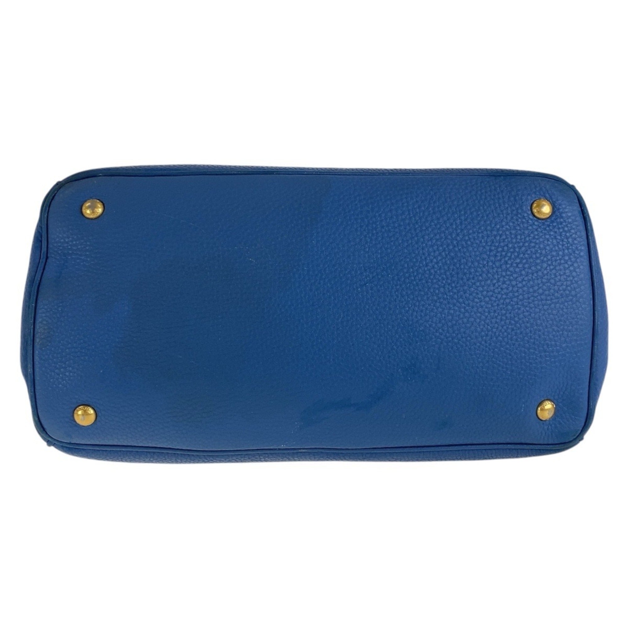 Prada Blue Leather Handbag Shoulder Bag (Pre-Owned)