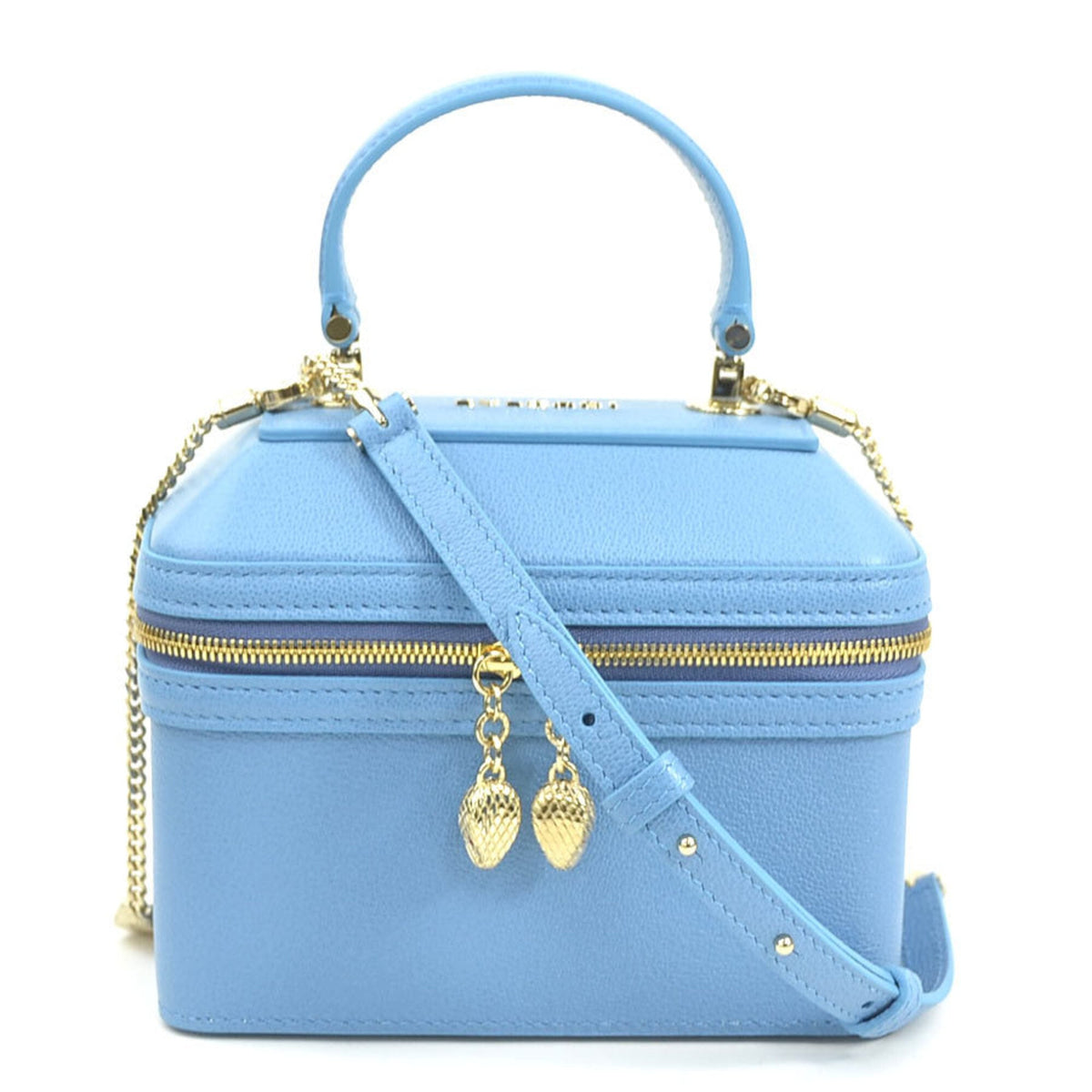 Bvlgari Blue Leather Handbag Shoulder Bag Vanity Bag (Pre-Owned)