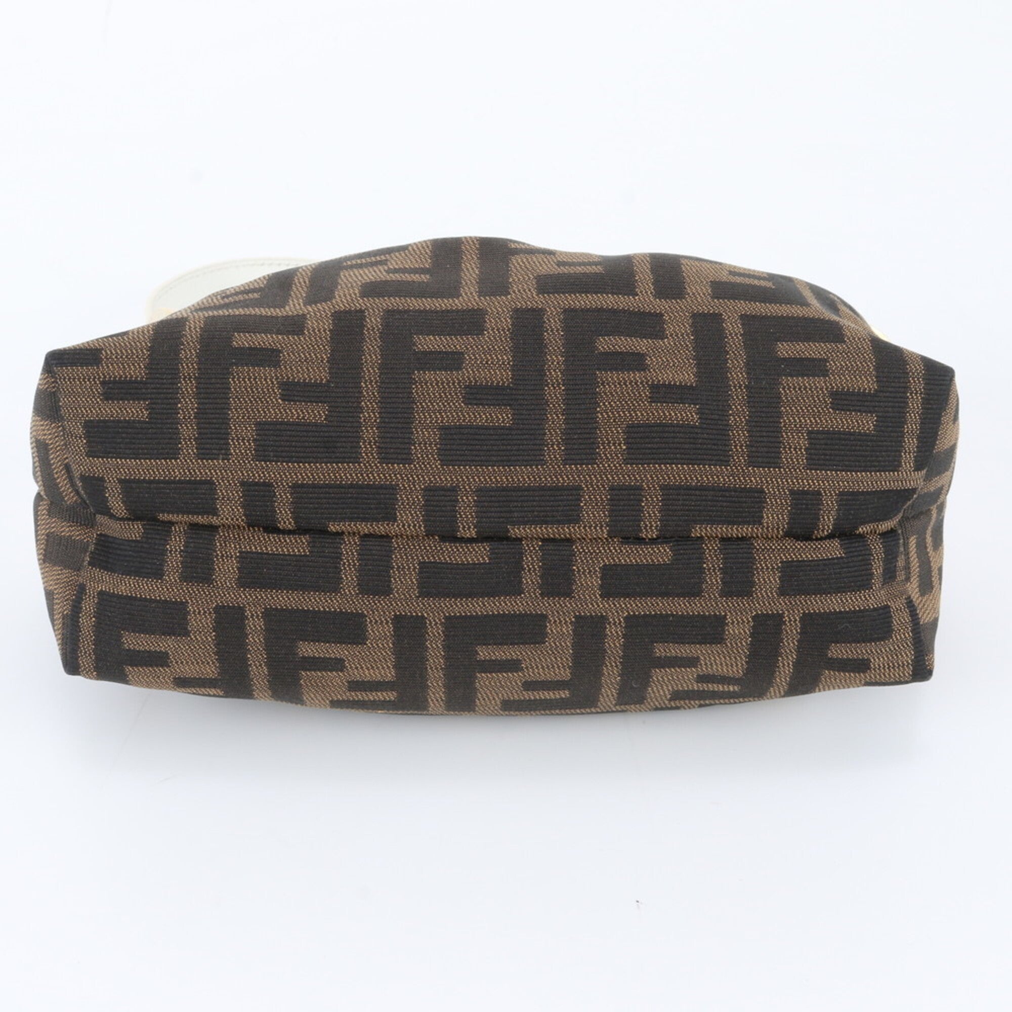 Fendi Brown White Leather Canvas Pouch Shoulder Bag (Pre-Owned)