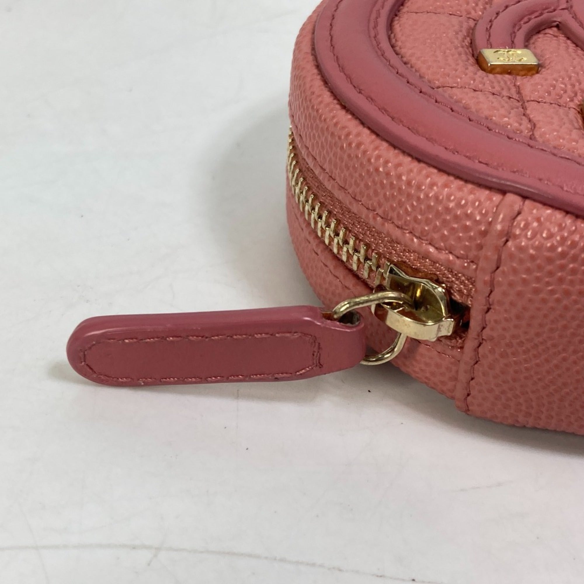 Chanel Pink Leather Coin Purse/Coin Case (Pre-Owned)