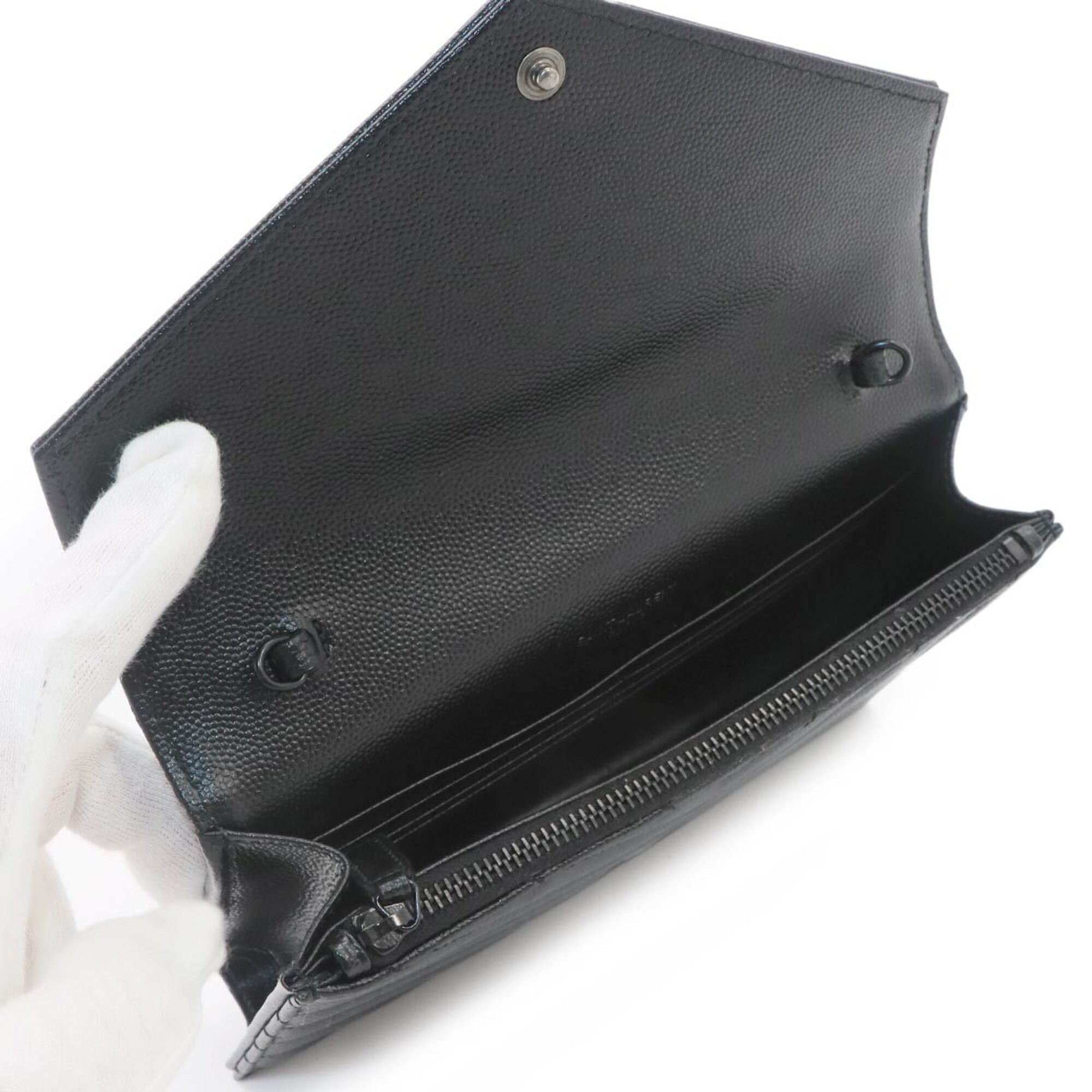 Saint Laurent Black Leather Chain/Shoulder Wallet (Pre-Owned)