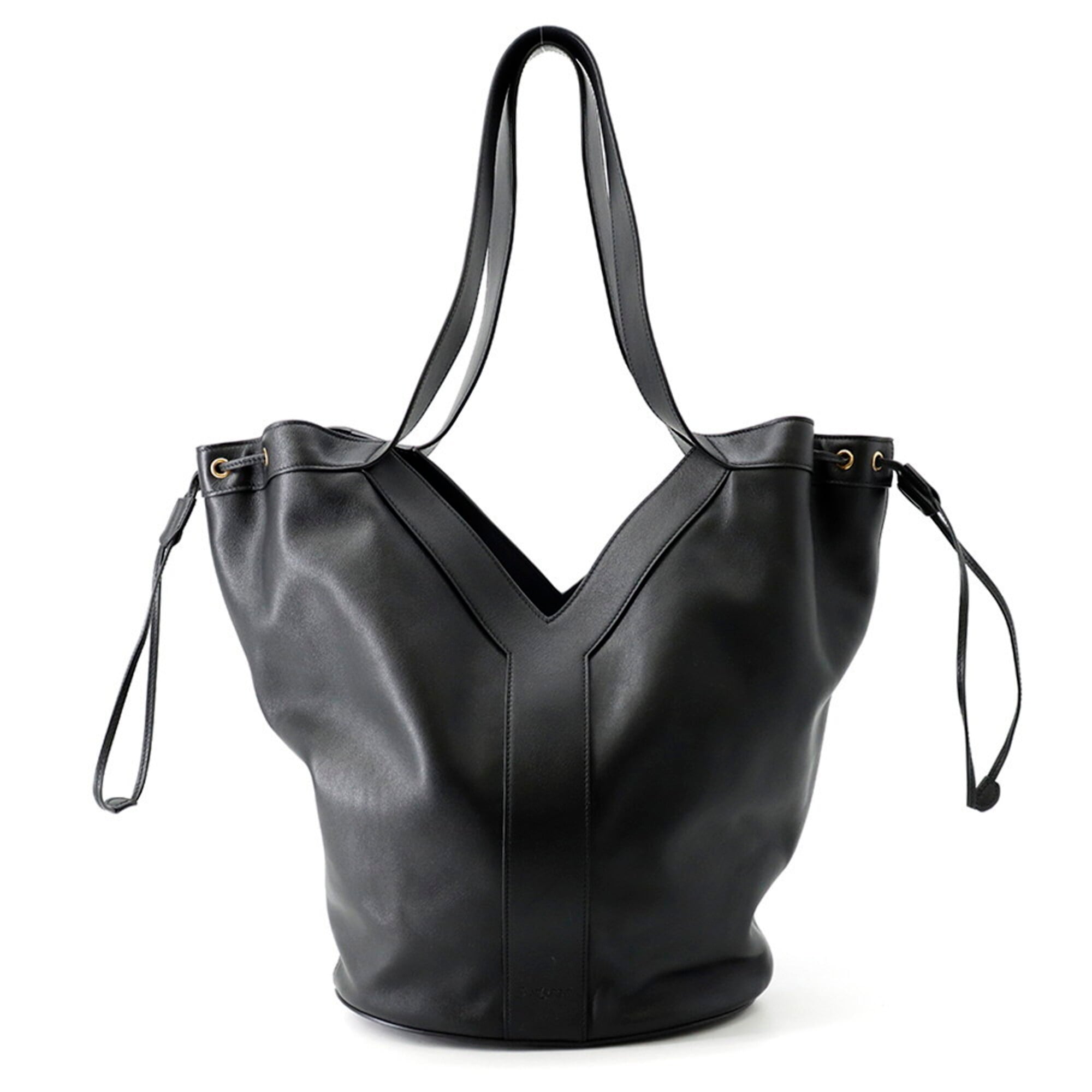 Yves Saint Laurent Black Leather Handbag Tote Bag (Pre-Owned)