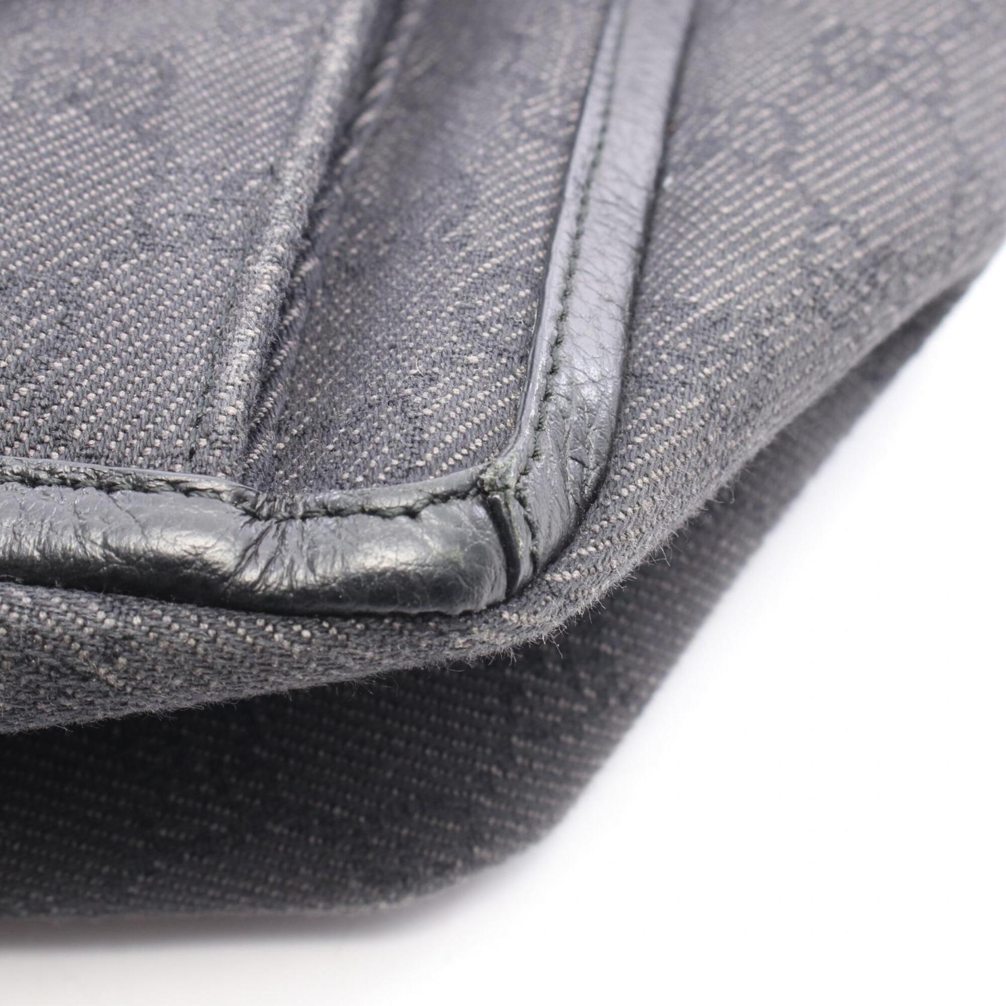 Gucci Black Canvas Leather Handbag Tote Bag (Pre-Owned)