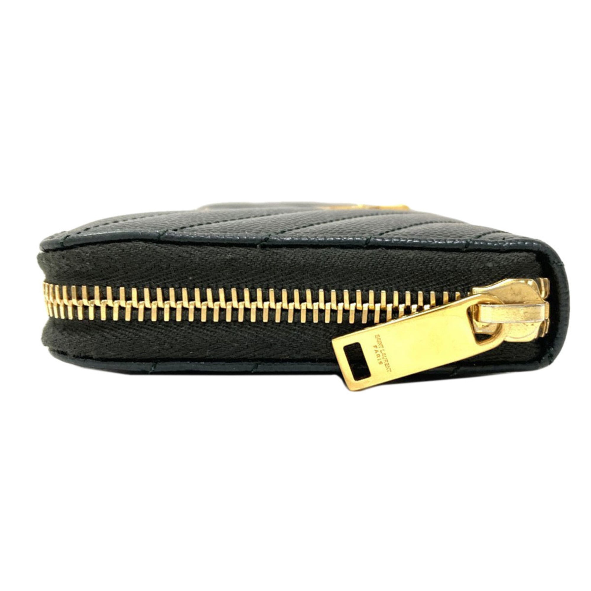 Saint Laurent Dark Green Leather Long Wallet (Bi-Fold) (Pre-Owned)