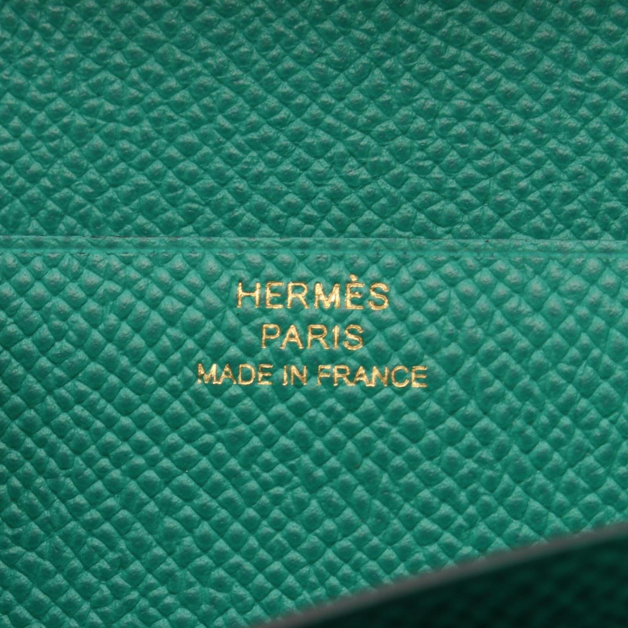 Hermes Blue Green Epsom Leather Leather Long Wallet (Bi-Fold) (Pre-Owned)