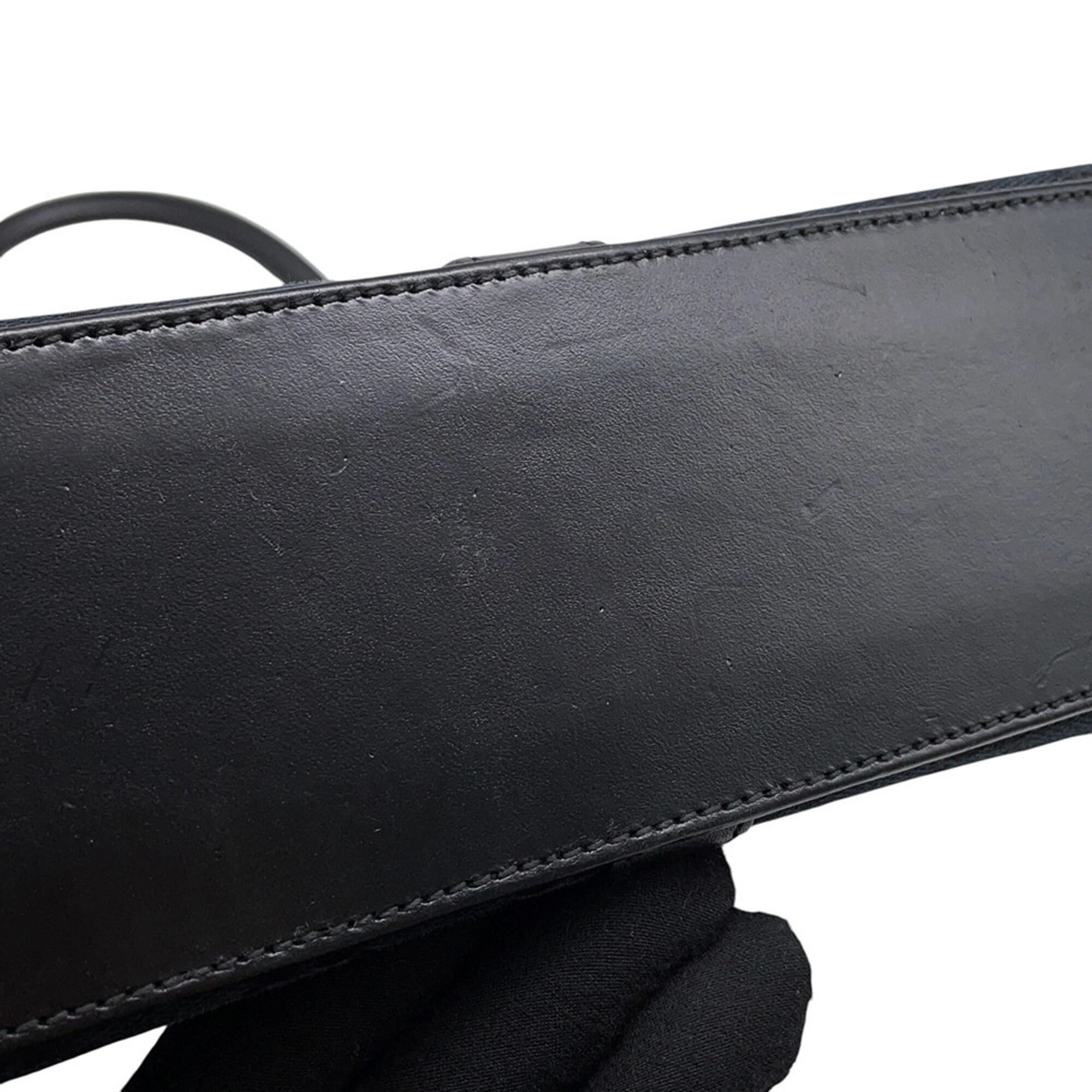 Gucci Black Canvas Leather Tote Bag (Pre-Owned)