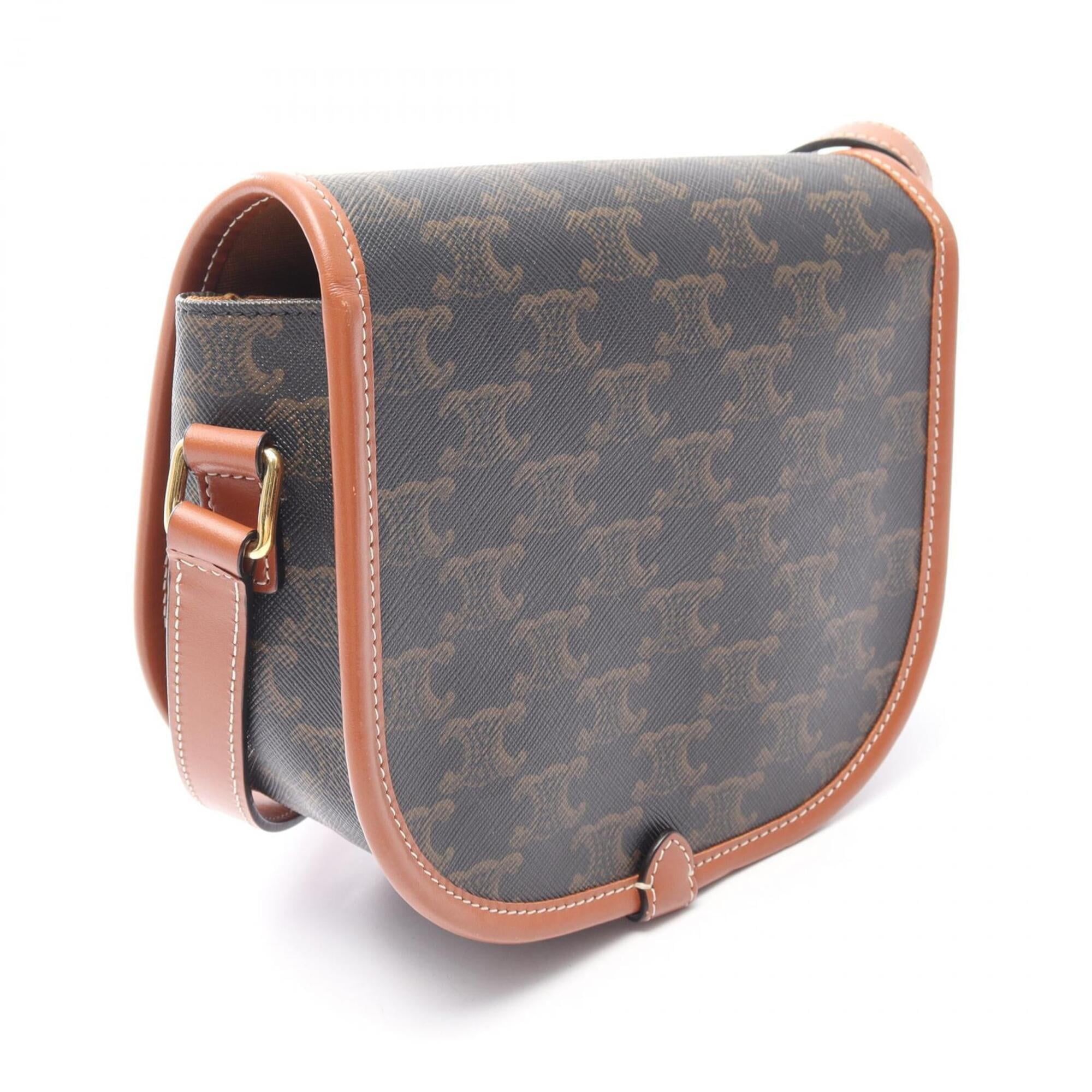 Celine Black Brown Coated Canvas Leather Handbag Shoulder Bag (Pre-Owned)