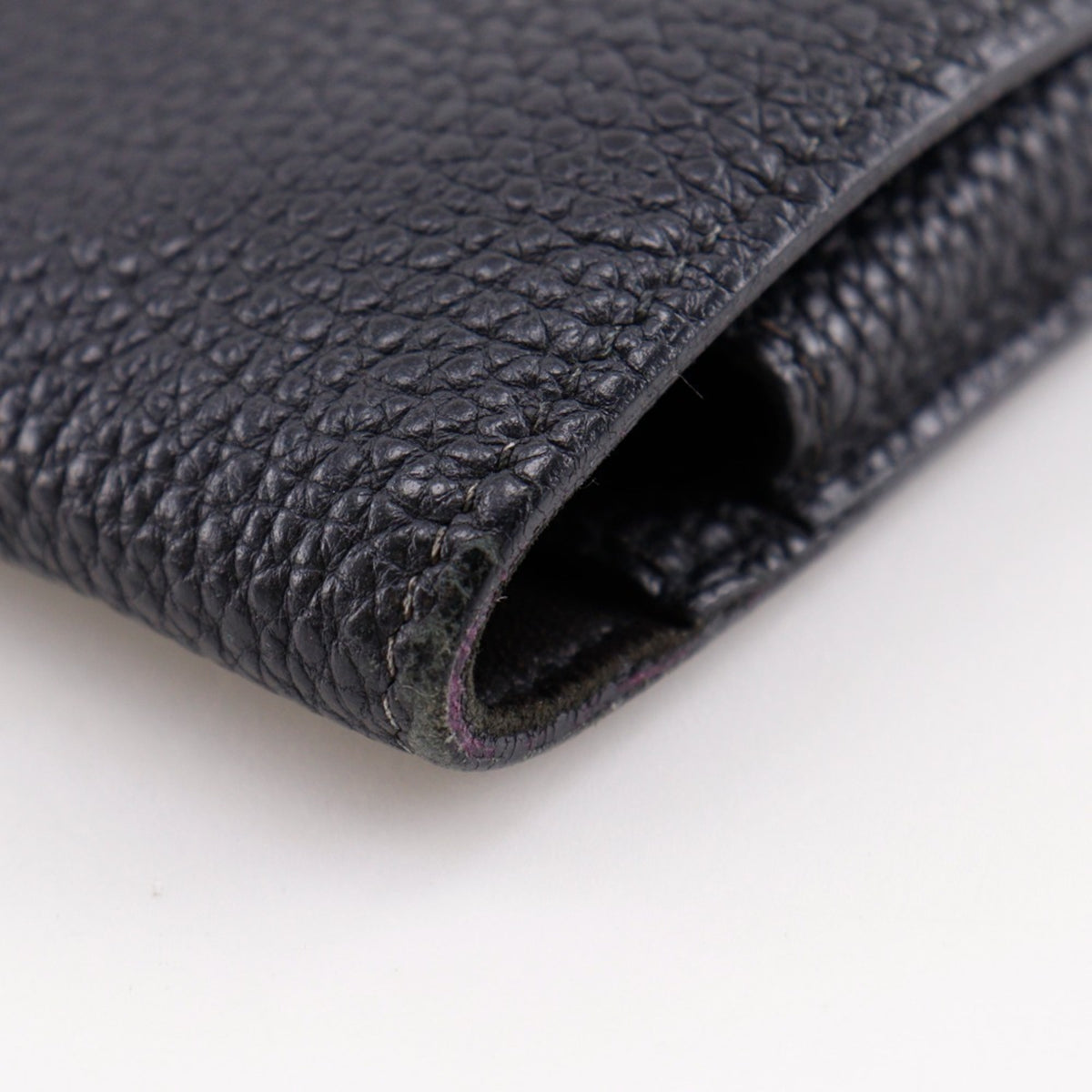 Hermes Black Taurillon Clemence Leather Long Wallet (Bi-Fold) (Pre-Owned)