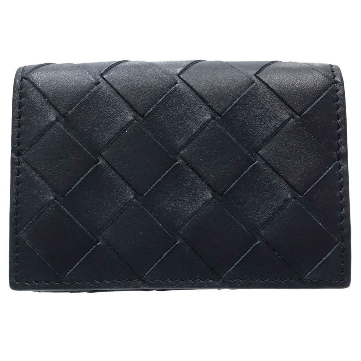 Bottega Veneta Intrecciato Navy Yellow Intrecciato Wallet (Tri-Fold) (Pre-Owned)