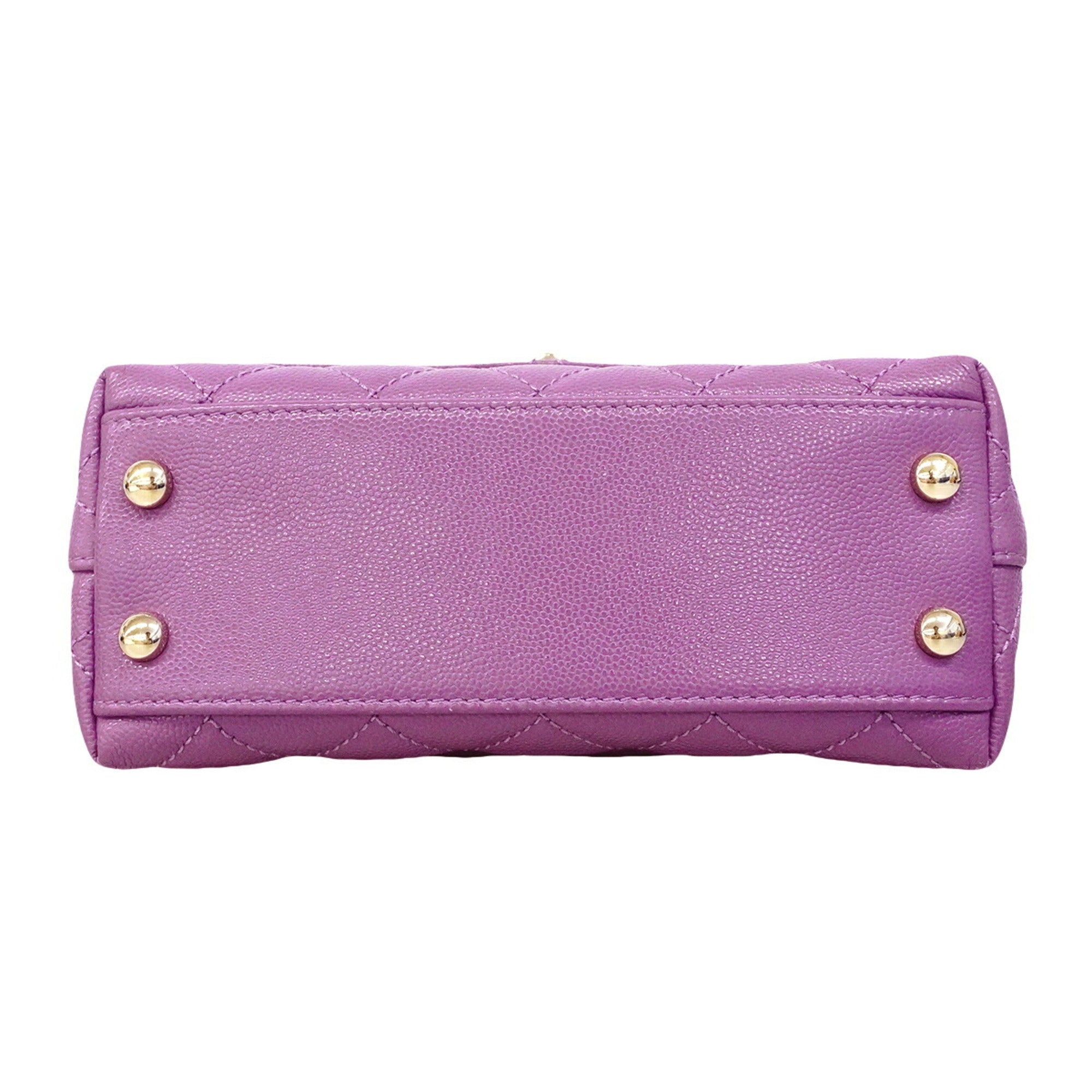 Chanel Purple Grained Calfskin Handbag (Pre-Owned)