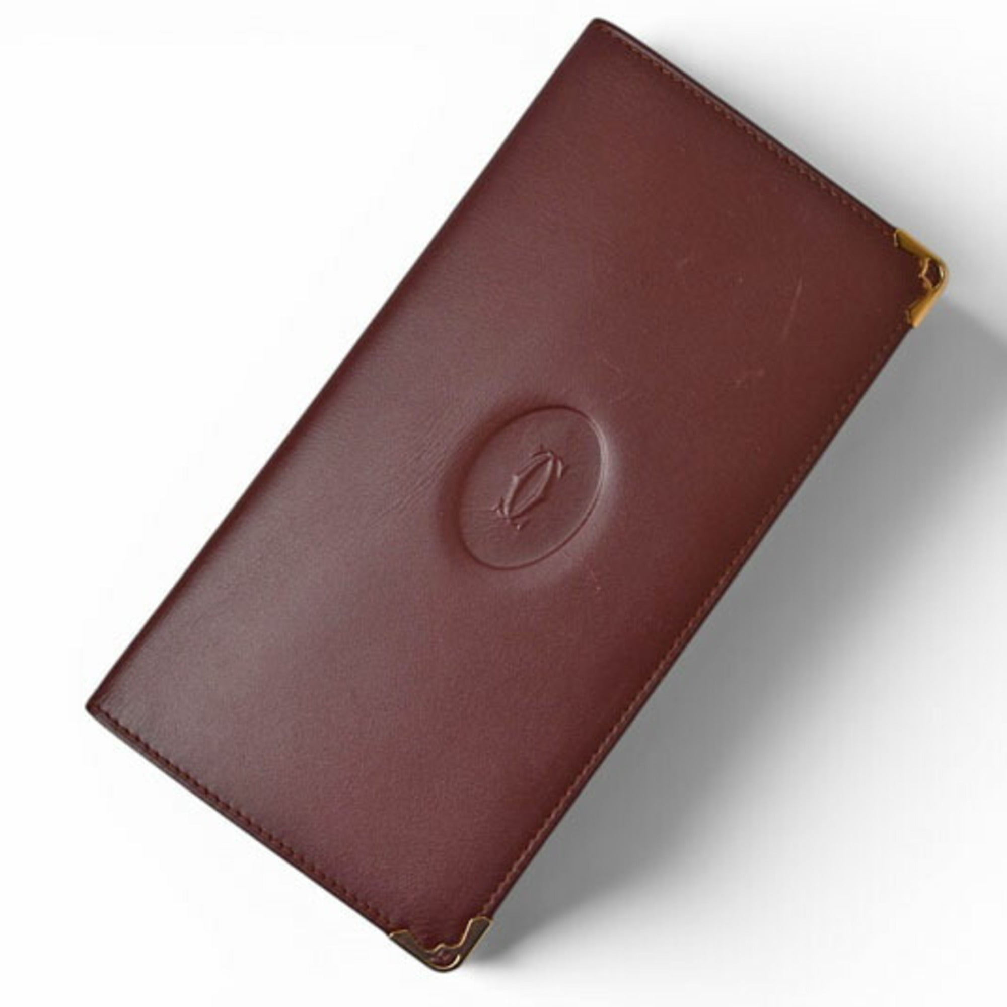 Cartier Must Bordeaux Leather Long Wallet (Bi-Fold) (Pre-Owned)