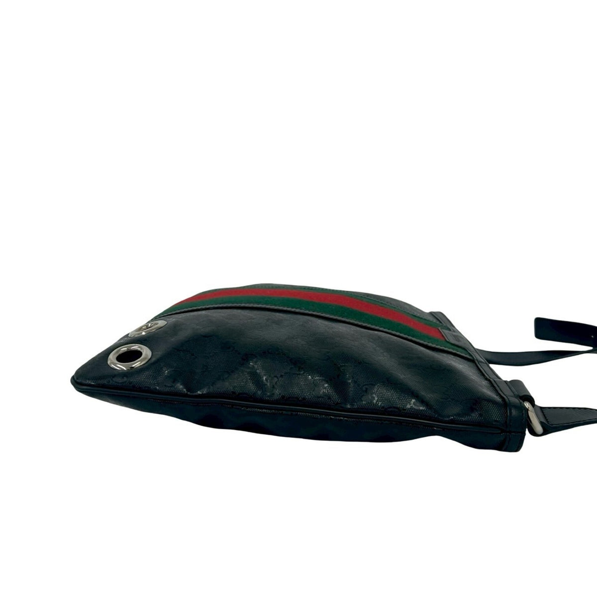 Gucci Black Green Red Color Leather Pvc Shoulder Bag (Pre-Owned)