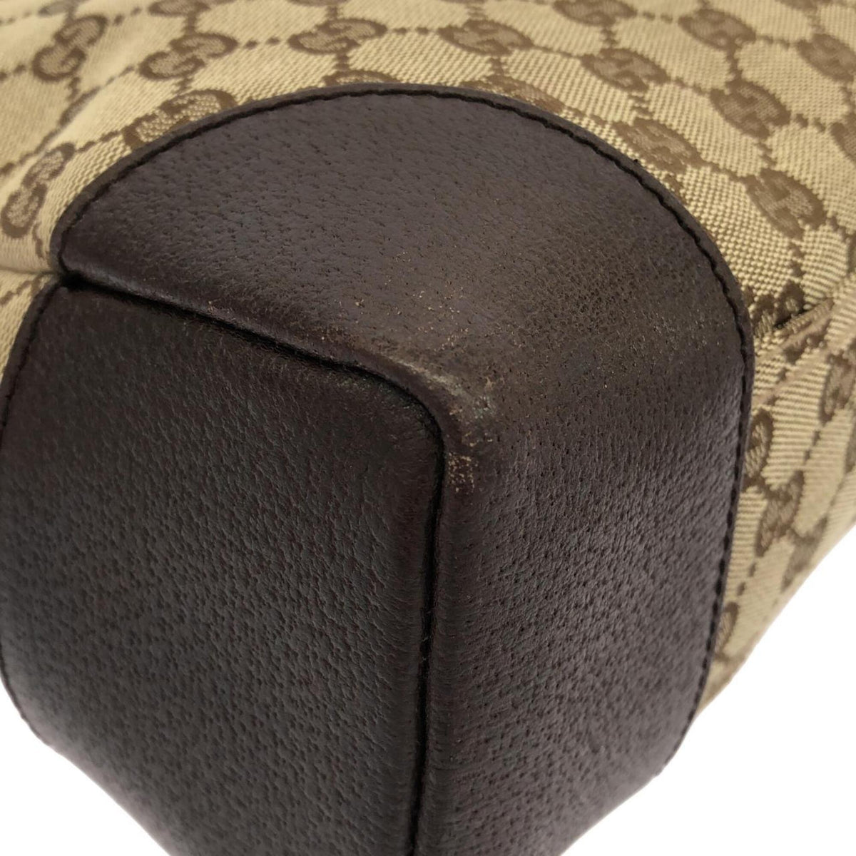 Gucci Beige Dark Brown Gg Canvas Shoulder Bag (Pre-Owned)