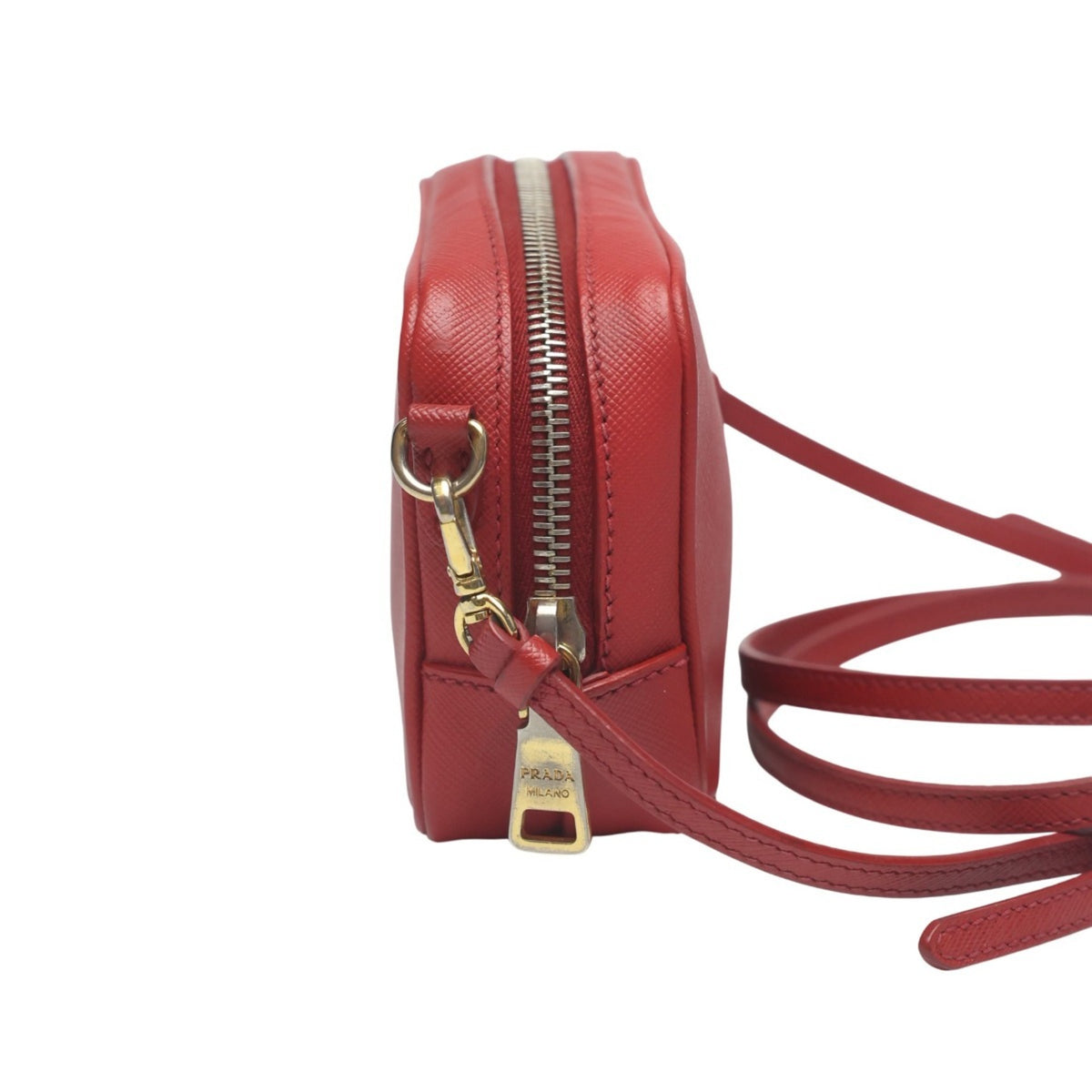 Prada Red Color Leather Shoulder Bag (Pre-Owned)