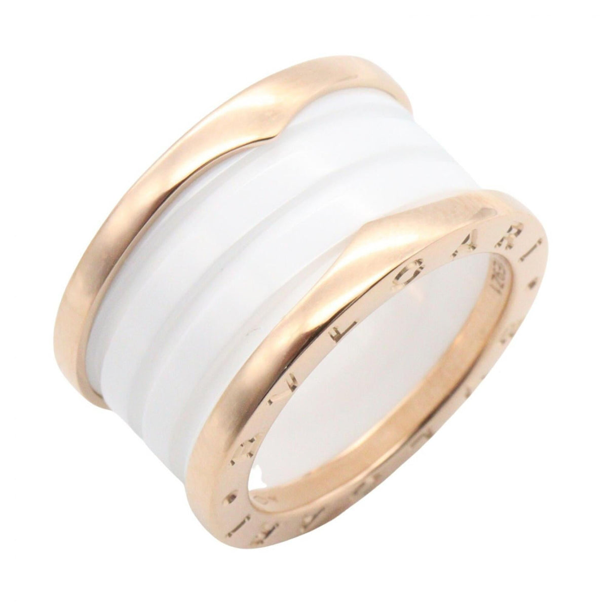 Bvlgari Gold White Pink Gold (18K) Ceramic Band Ring (Pre-Owned)