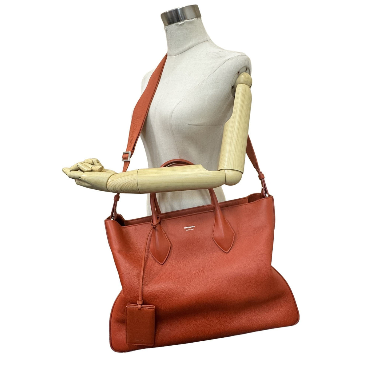 Salvatore Ferragamo Orange Leather Handbag Tote Bag (Pre-Owned)