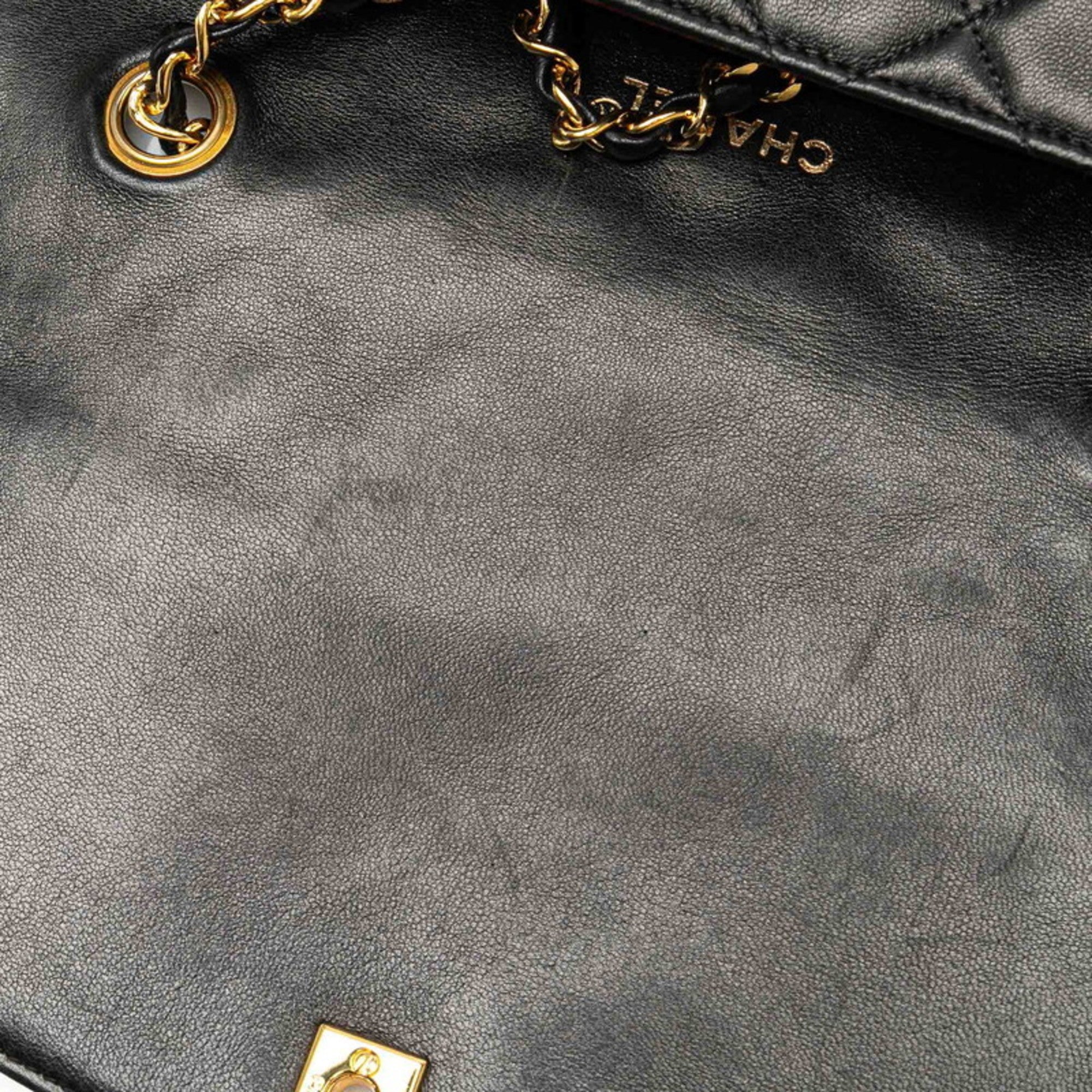 Chanel Black Gold Leather Shoulder Bag (Pre-Owned)
