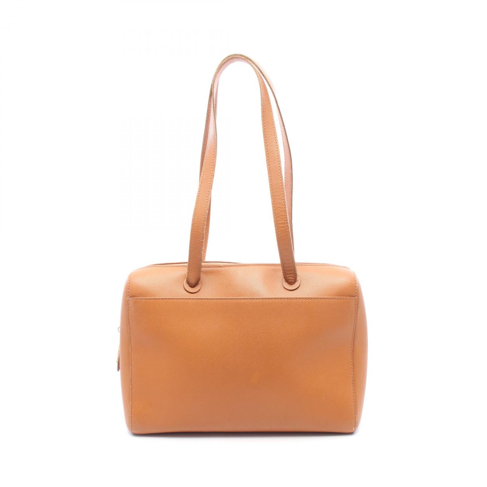 Chanel Brown Grained Calfskin Boston Bag Handbag Shoulder Bag (Pre-Owned)