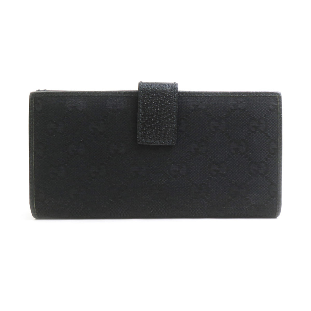 Gucci Black Gg Canvas Leather Long Wallet (Bi-Fold) (Pre-Owned)