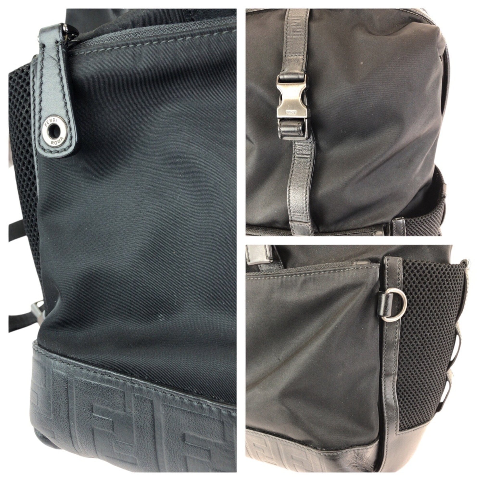 Fendi Black Nylon Leather Backpack (Pre-Owned)