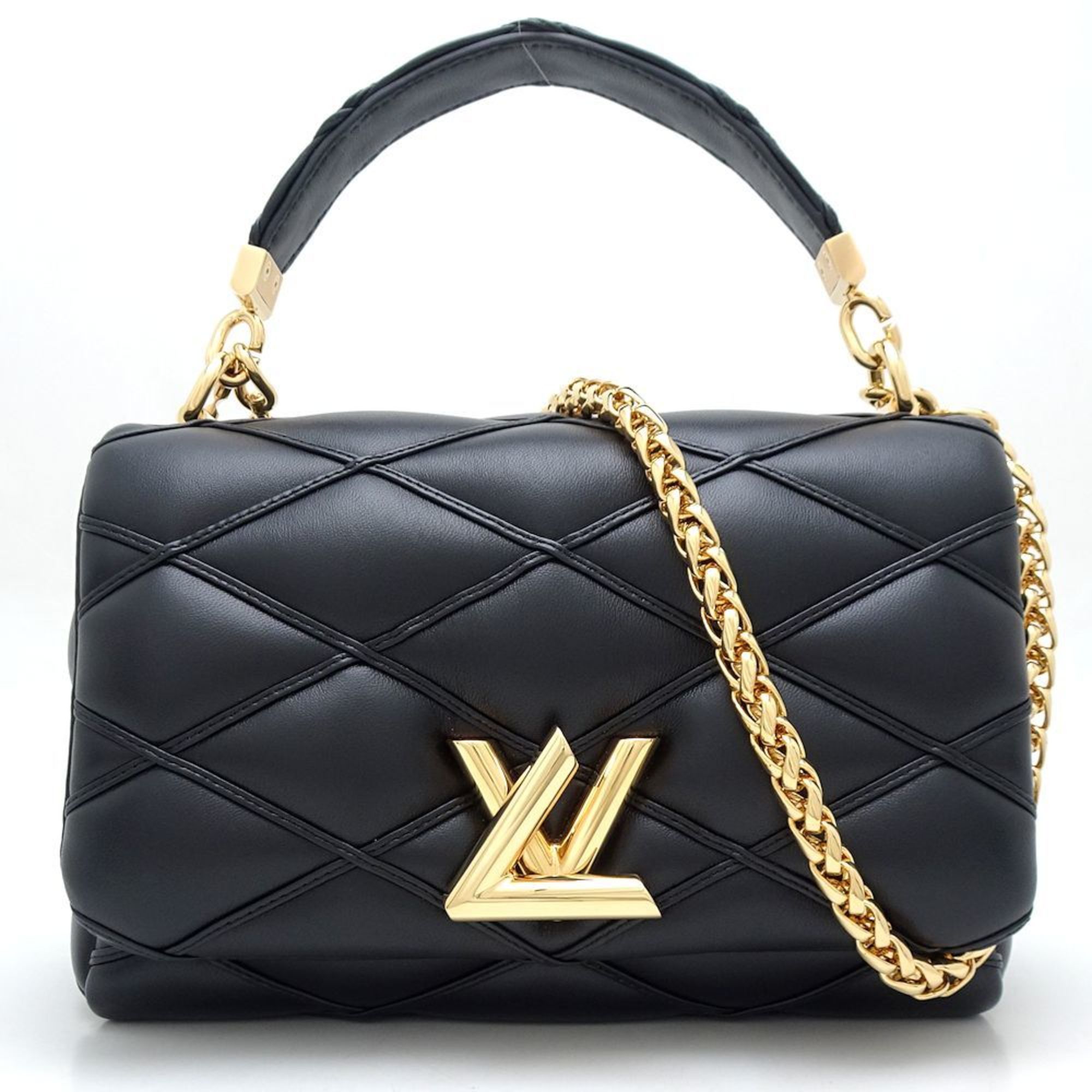 Louis Vuitton Noir Leather Shoulder Bag (Pre-Owned)