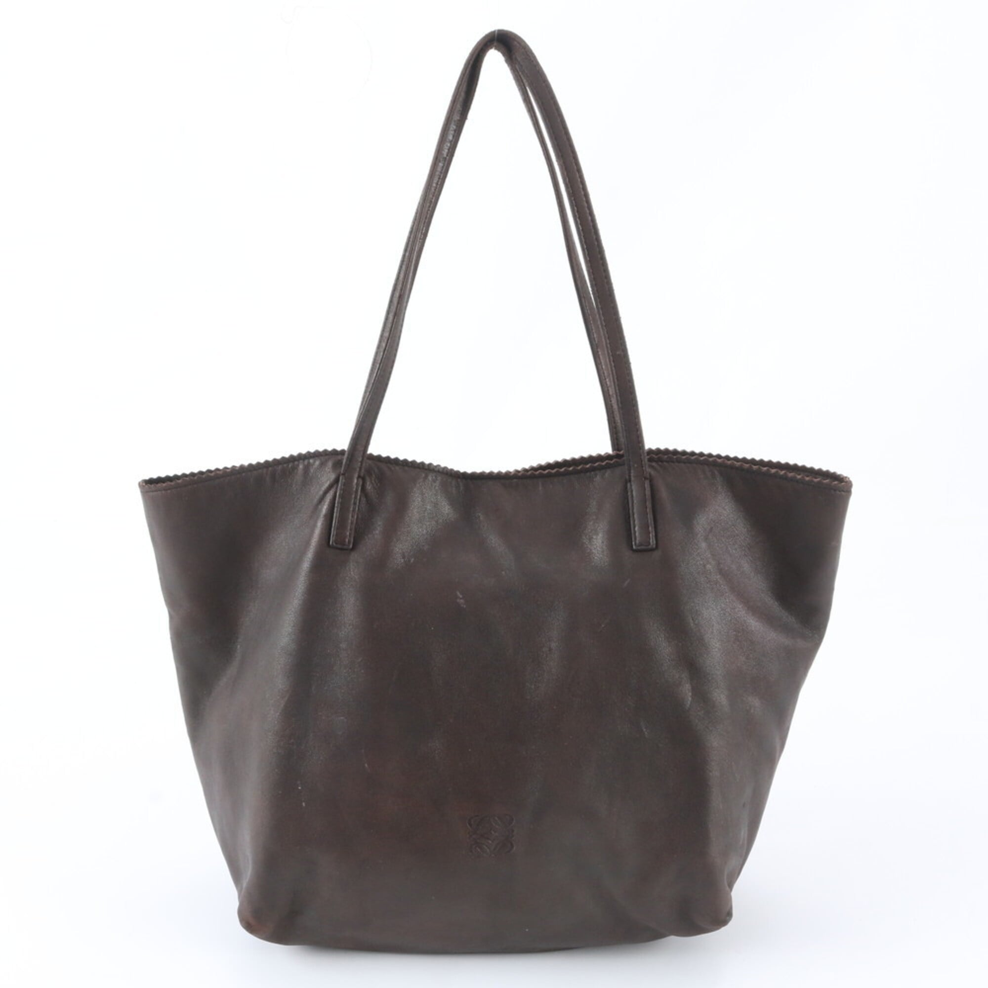 Loewe Dark Brown Leather Handbag Tote Bag (Pre-Owned)