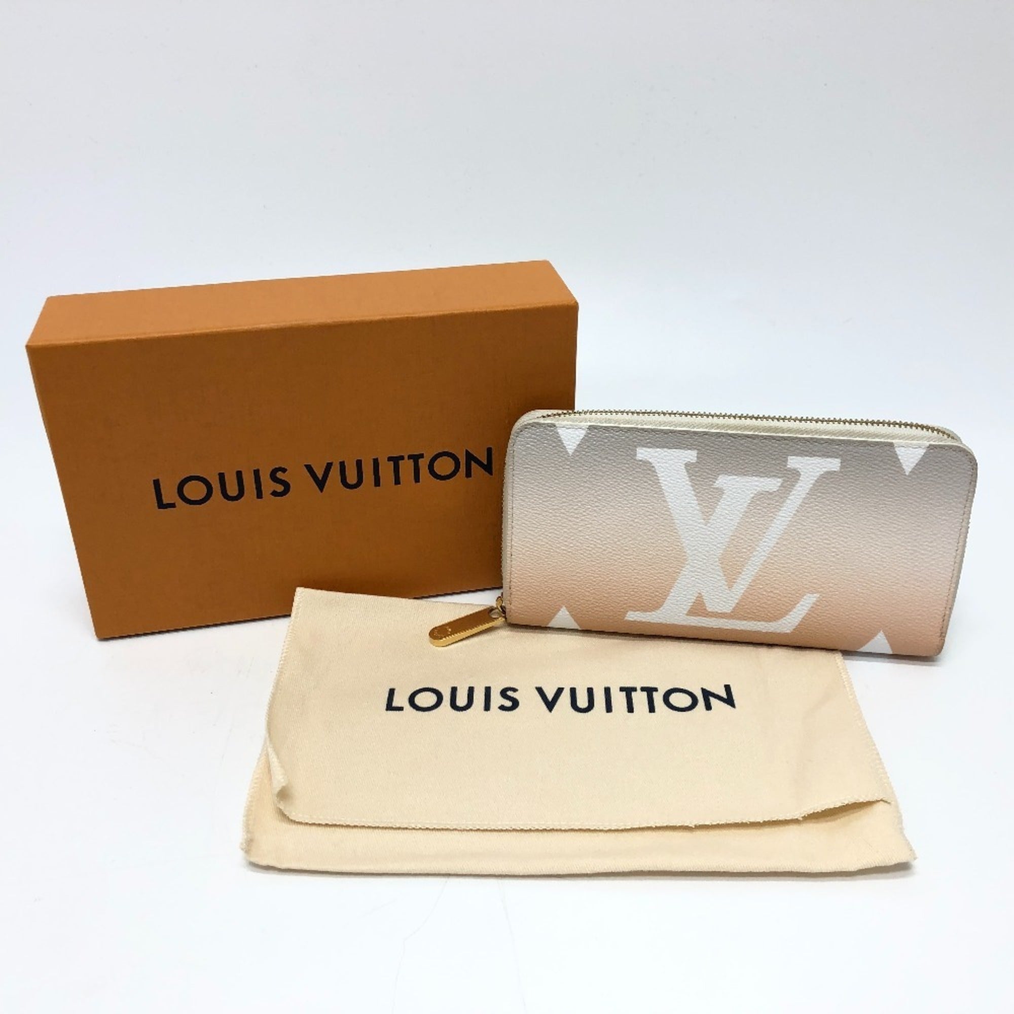 Louis Vuitton Orange White Canvas Long Wallet (Bi-Fold) (Pre-Owned)