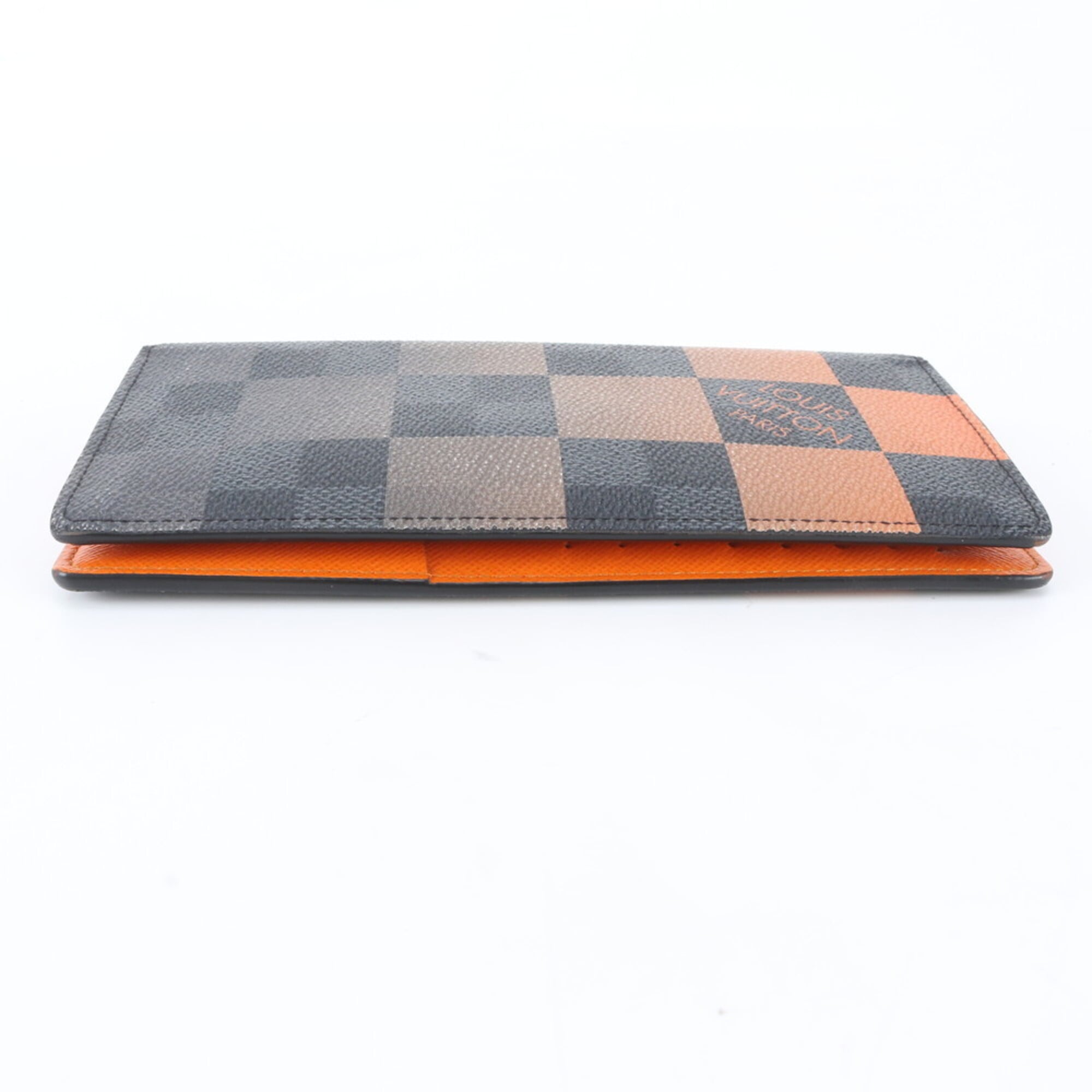 Louis Vuitton Orange Leather Coated Canvas Long Wallet (Bi-Fold) (Pre-Owned)