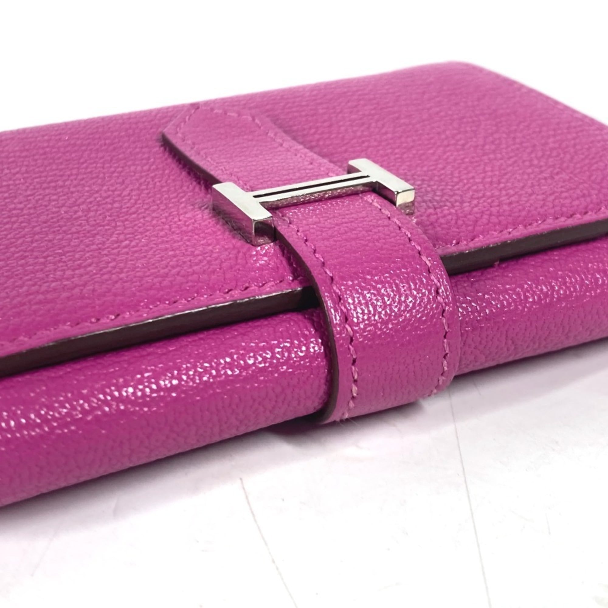 Hermes Pink Purple Chevre Leather Wallet (Tri-Fold) (Pre-Owned)