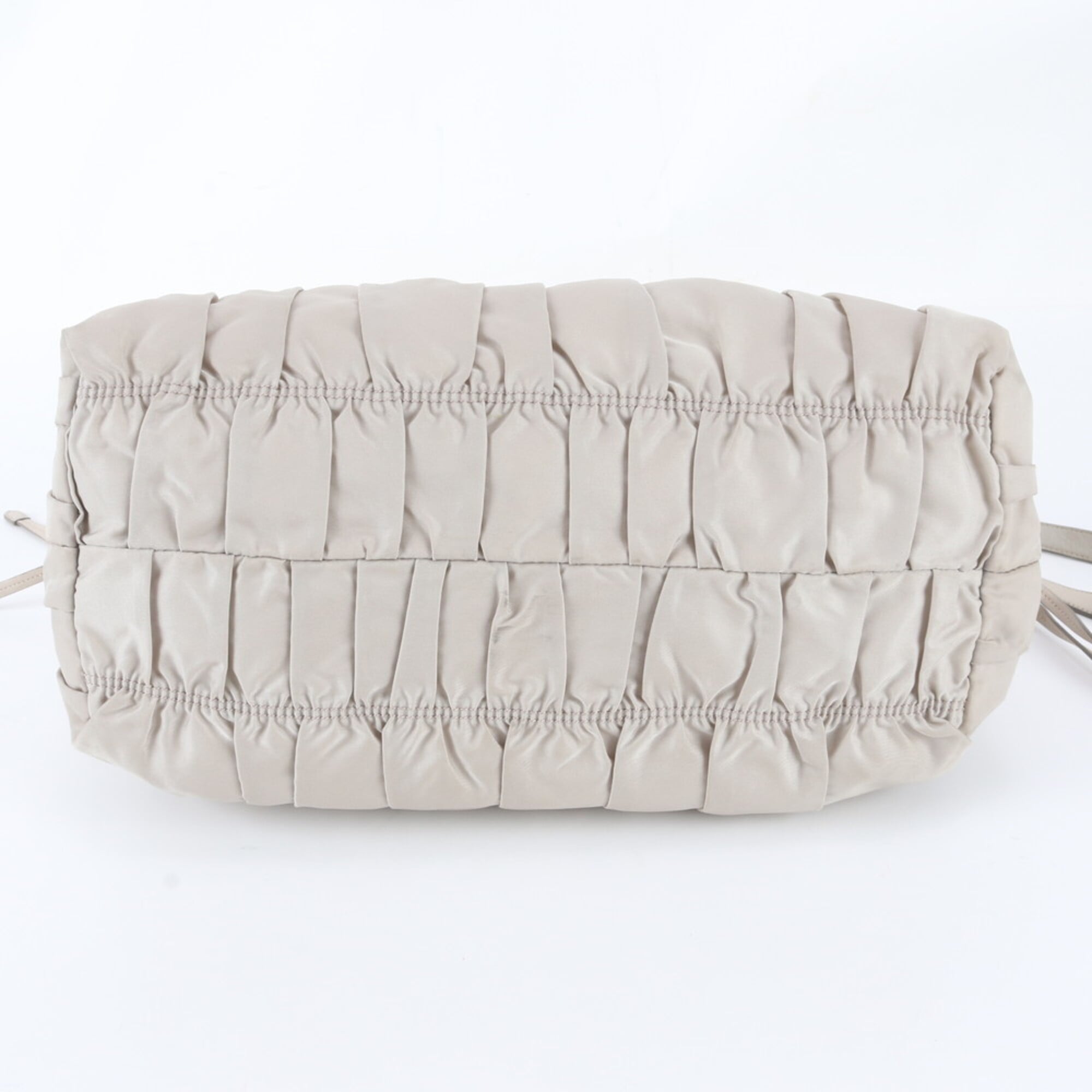 Prada Ivory Nylon Leather Shoulder Bag Tote Bag (Pre-Owned)