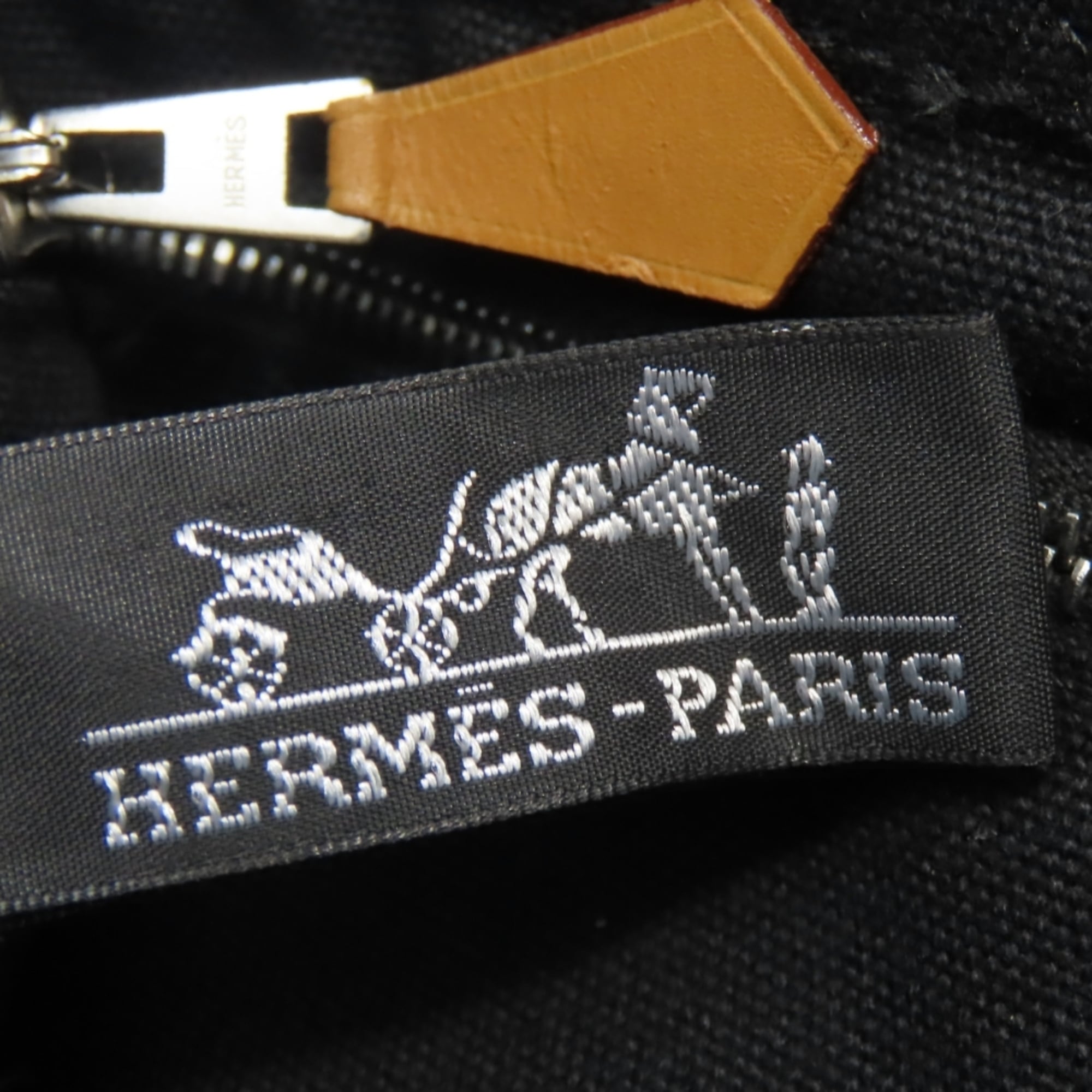 Hermes Black Gray Cotton Canvas Tote Bag (Pre-Owned)