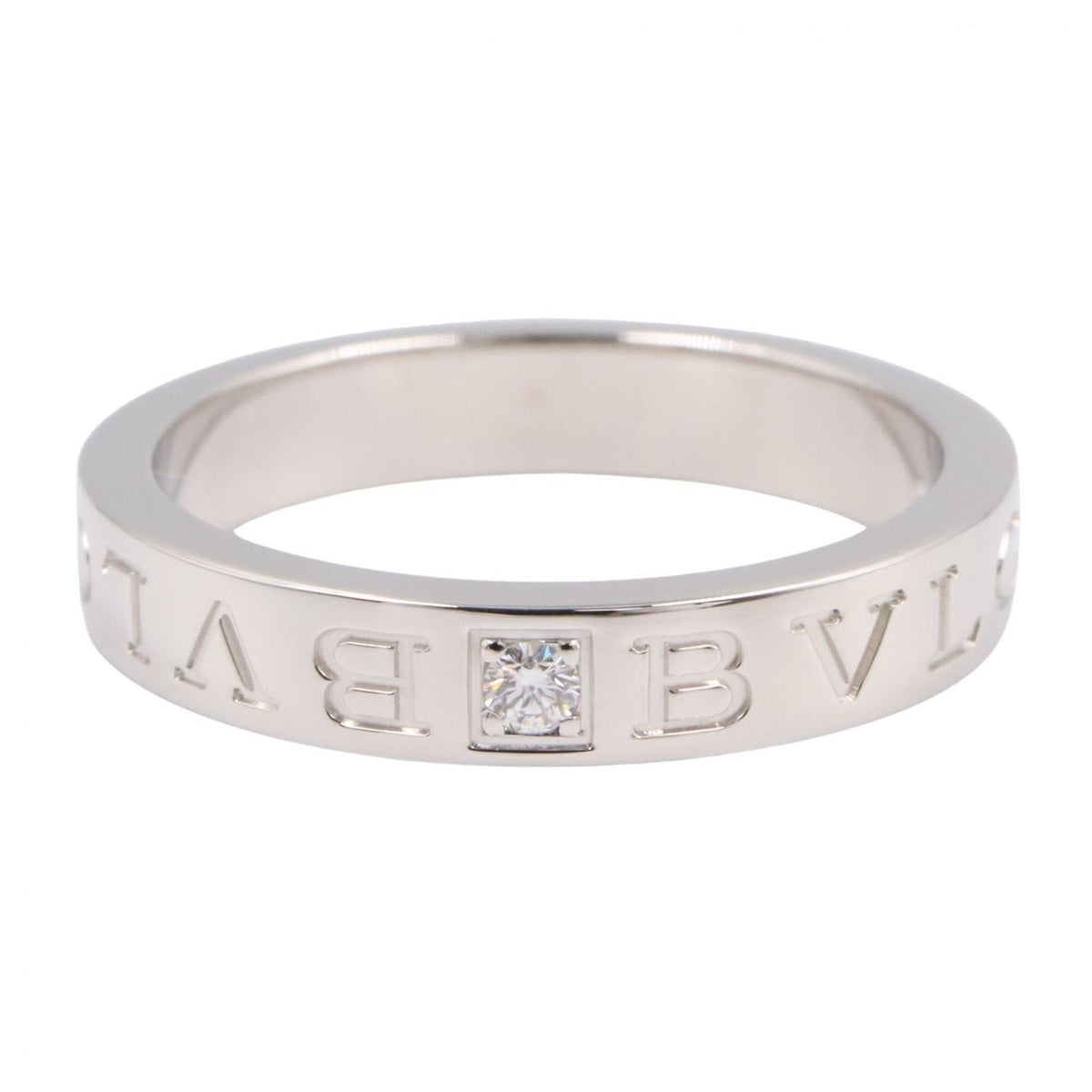 Bvlgari Silver Clear White Gold (18K) Band Ring (Pre-Owned)