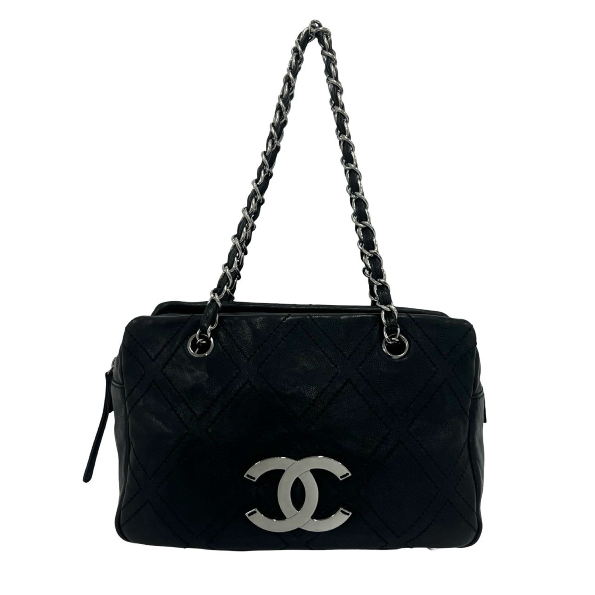 Chanel Black Leather Shoulder Bag Tote Bag (Pre-Owned)