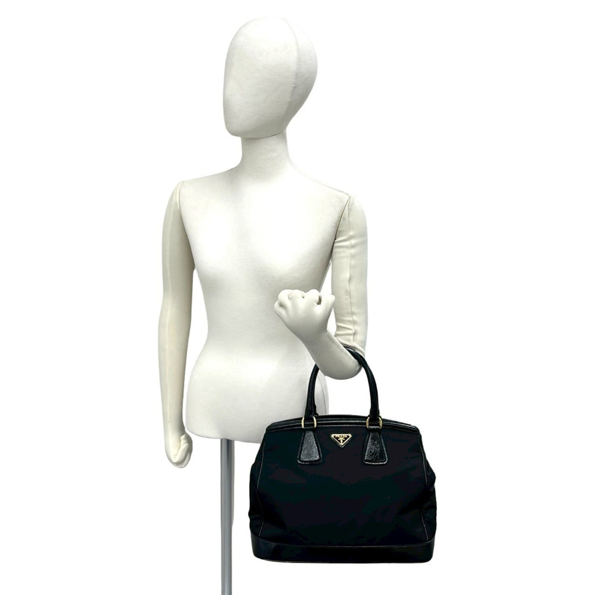 Prada Black Nylon Leather Handbag (Pre-Owned)